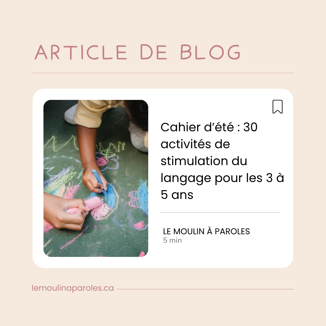 Cahier d’été de stimulation du langage pour les enfants de 3 à 5 ans comprenant 30 activités éducatives amusantes à réaliser pendant les vacances.