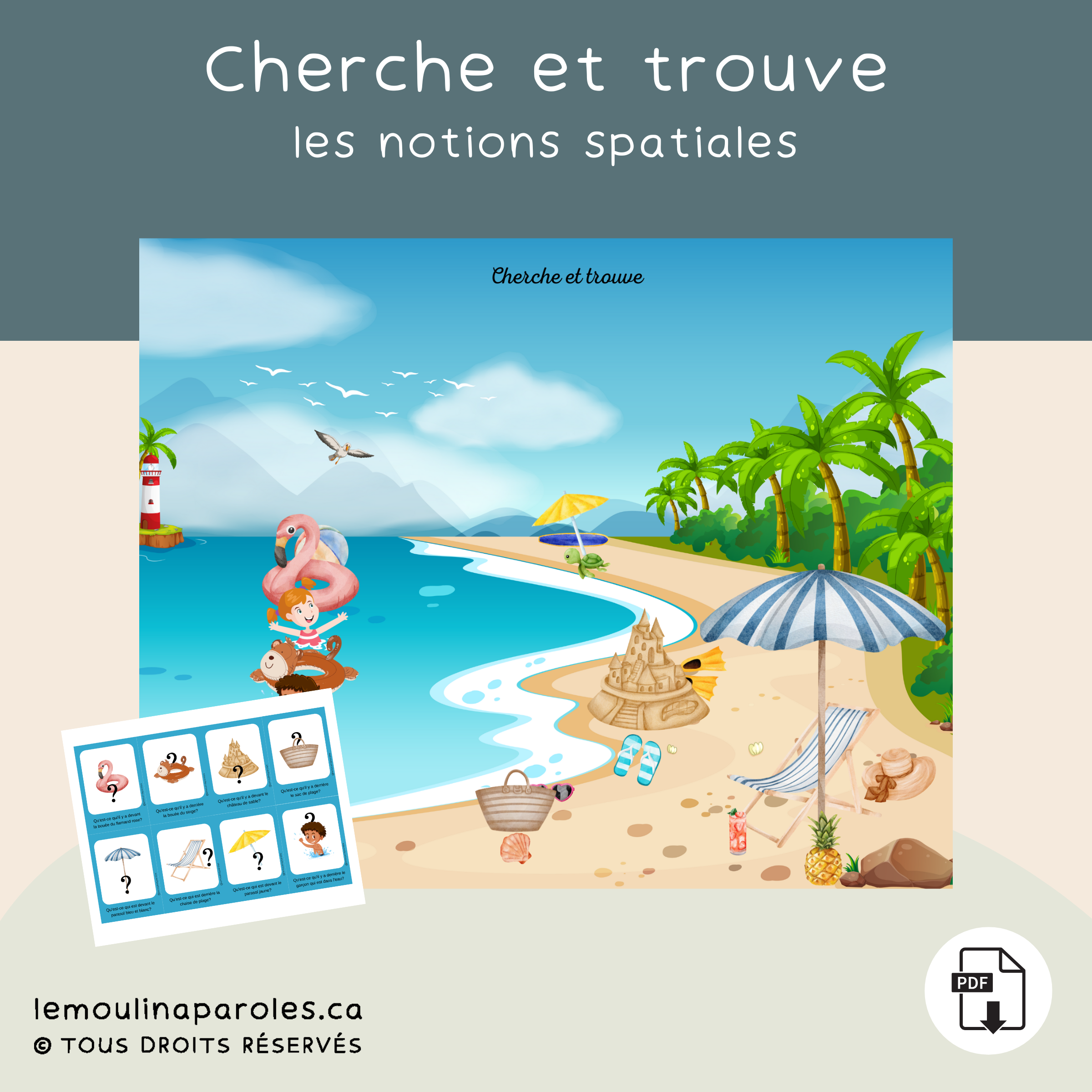 Notions spatiales à la plage – Le Moulin à Paroles