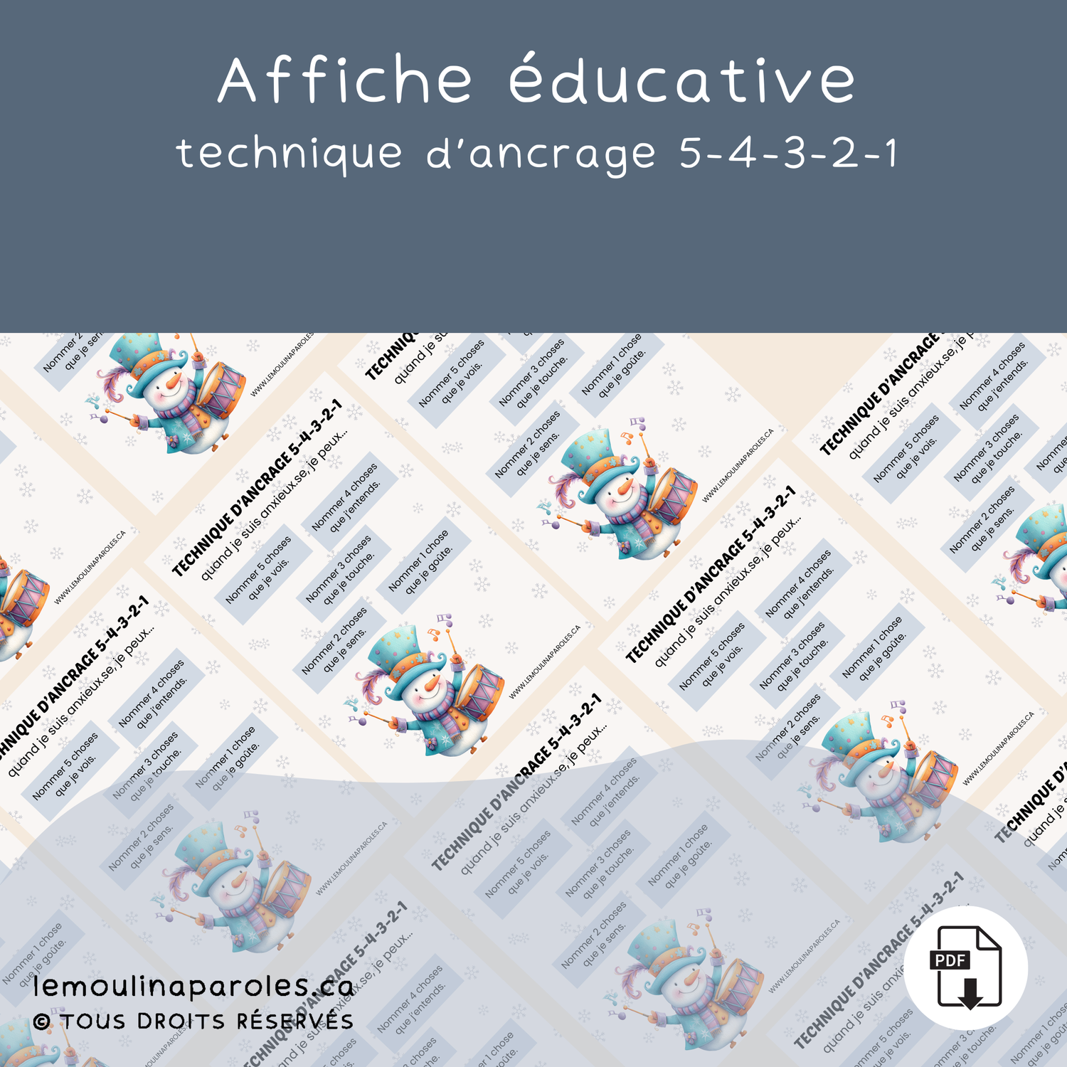 Affiche éducative – Technique d’ancrage 5-4-3-2-1