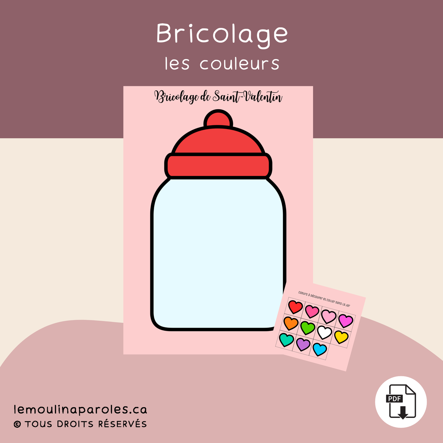 Bricolage de coeurs colorés