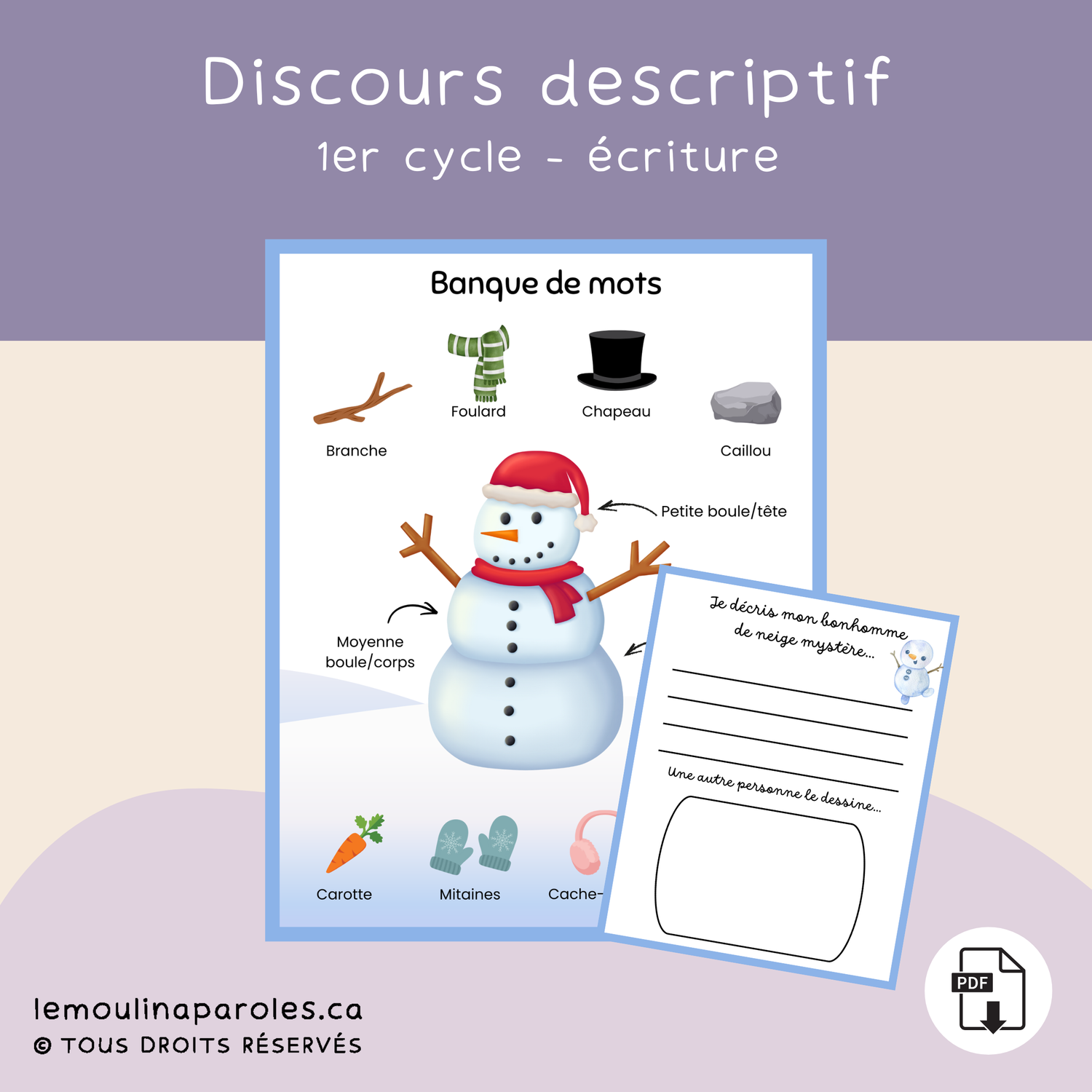 Bonhomme de neige mystère - 1er cycle - écriture