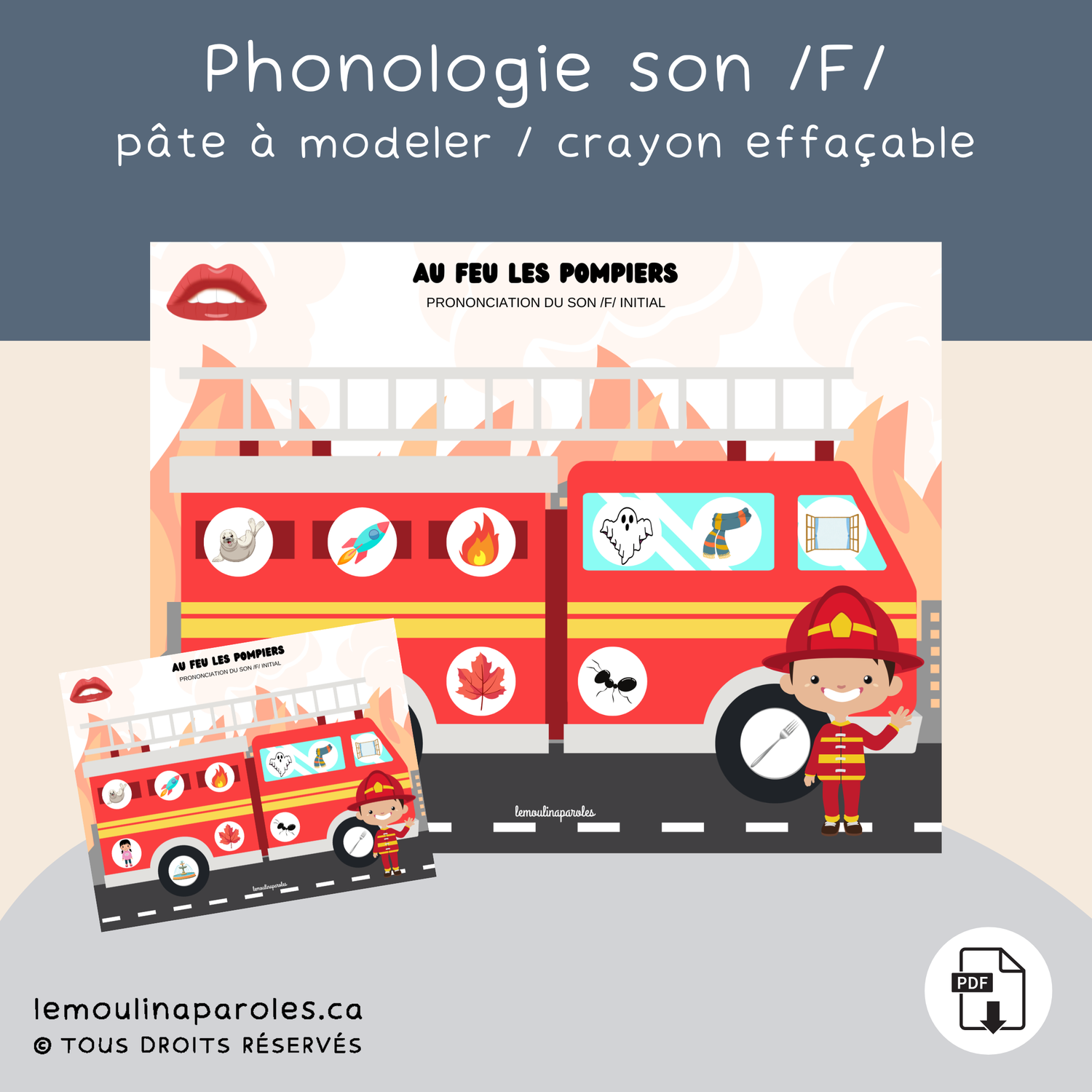 Le camion de pompier à laver - son /F/