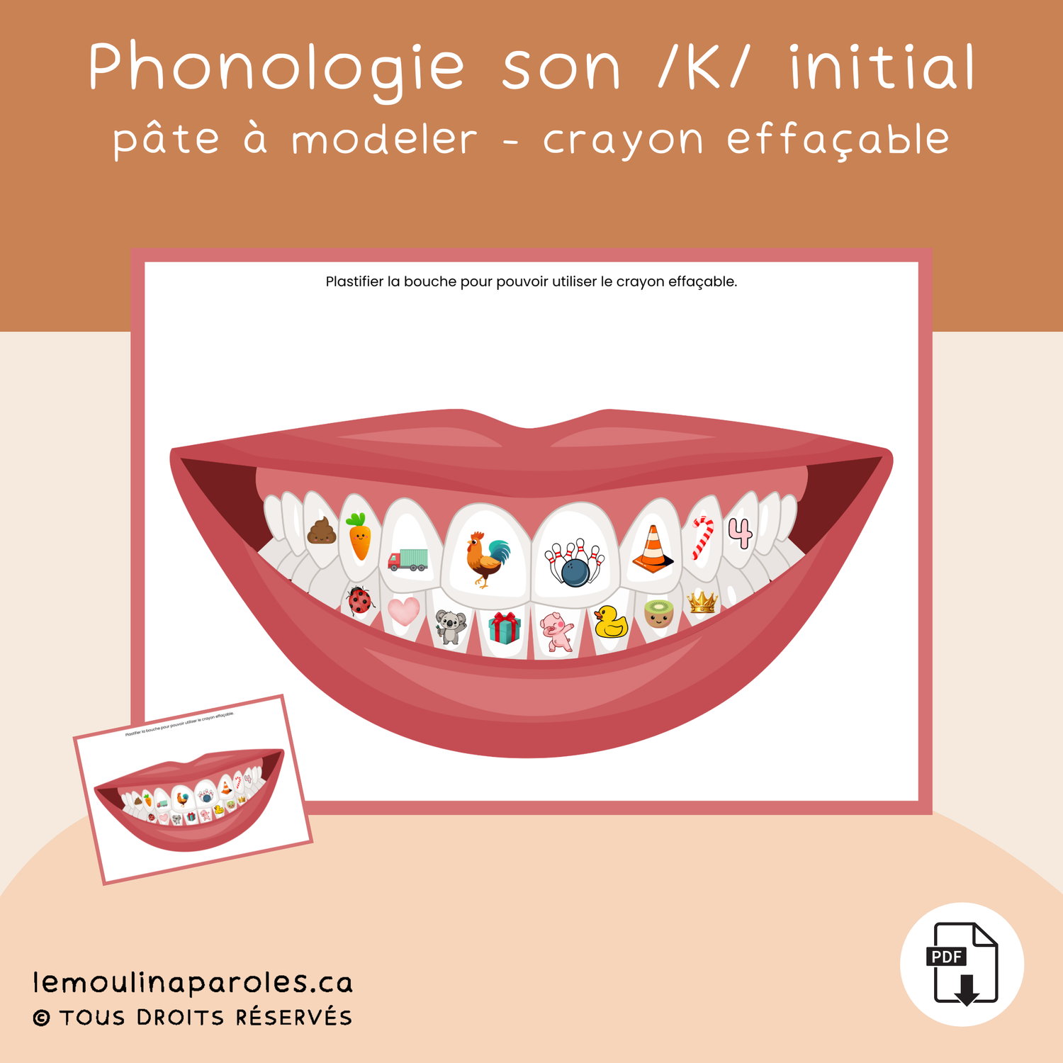 La chasse aux caries - son /K/ position initiale