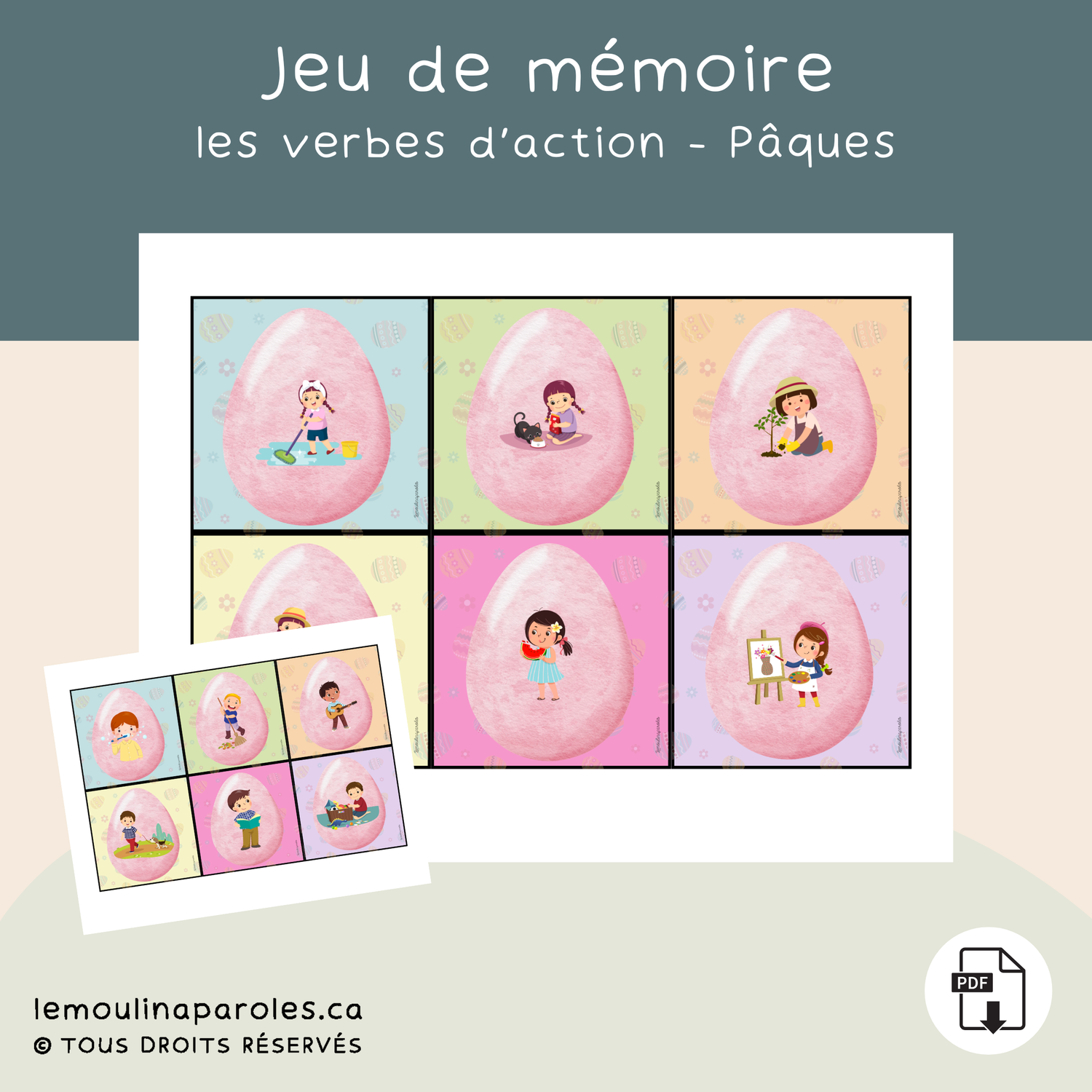 Jeu de mémoire - les pronoms il/elle - Pâques