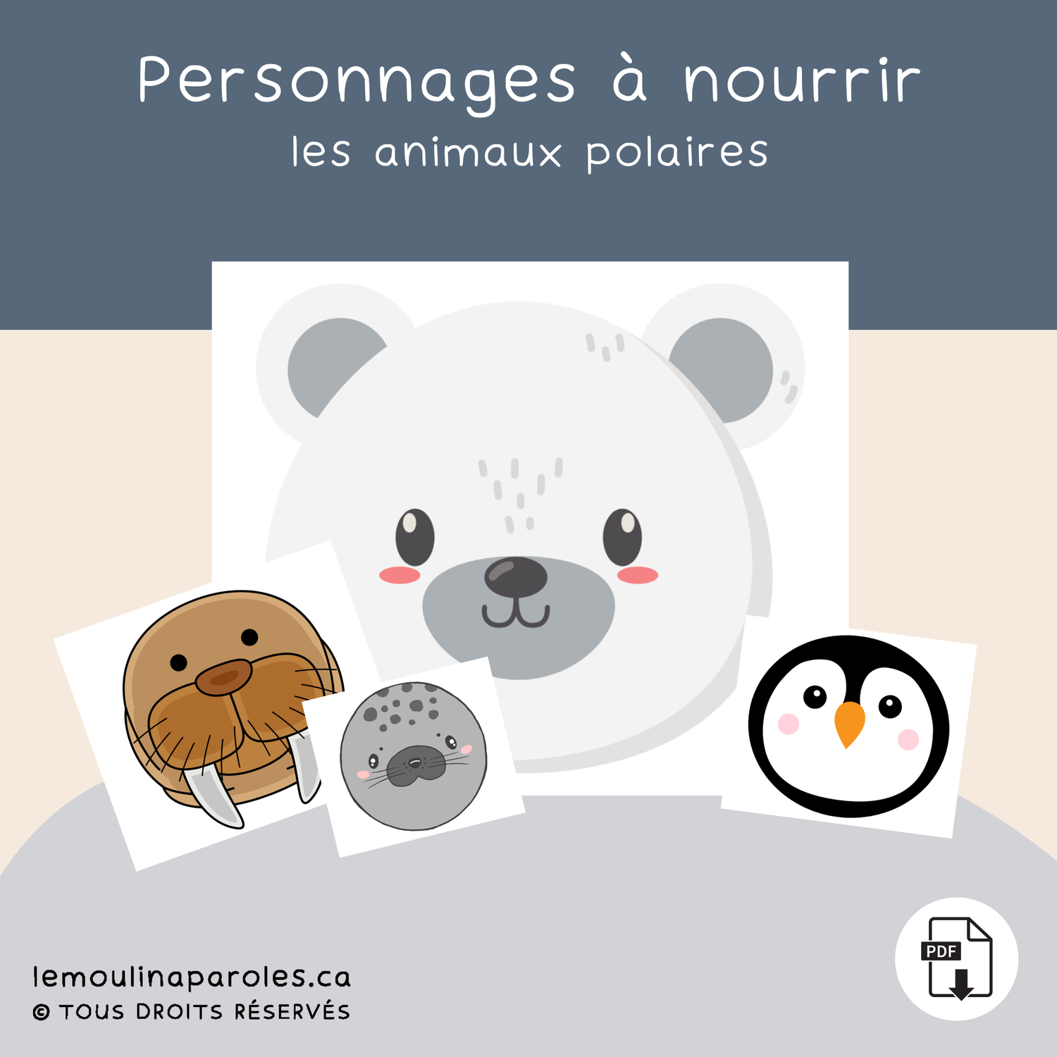 Visages animaux polaires à nourrir