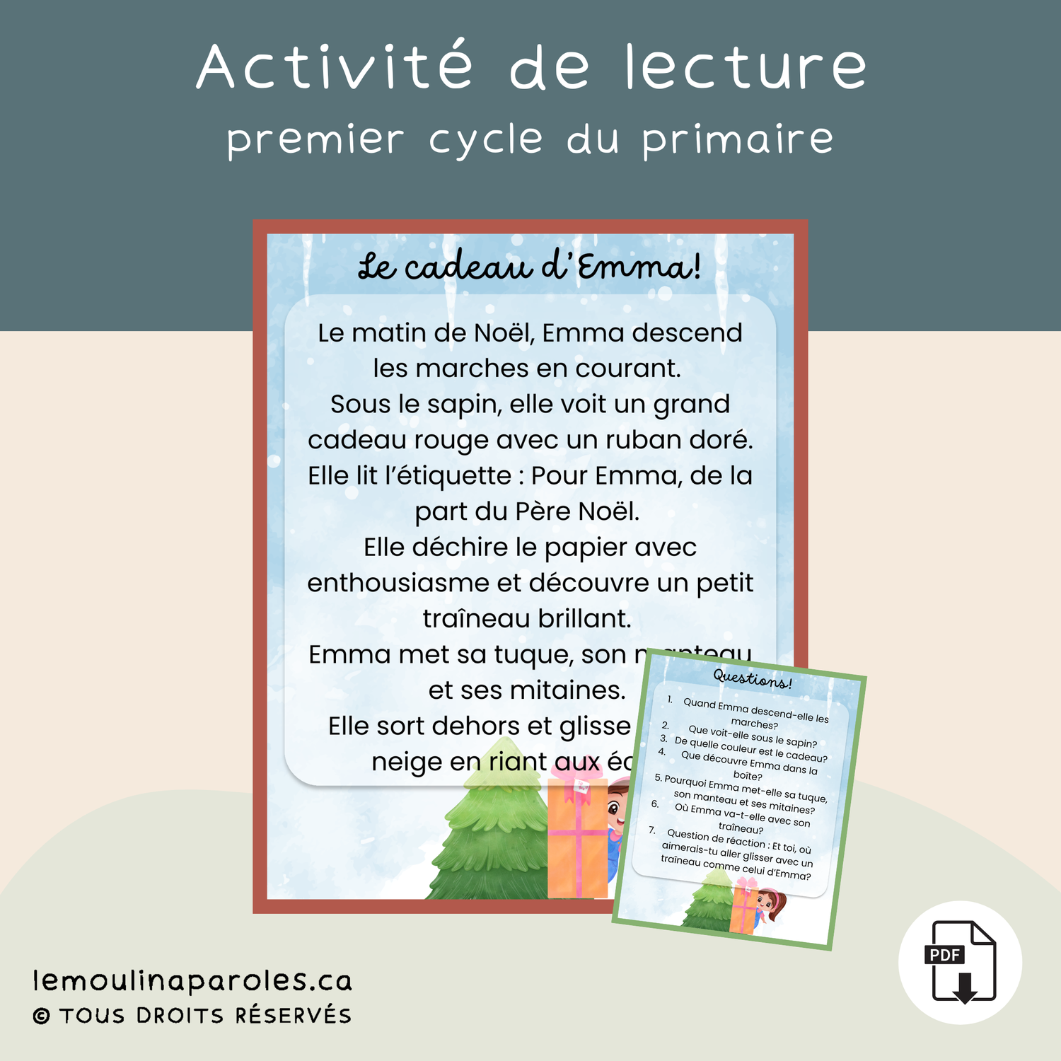 Le cadeau d'Emma - 1er cycle - compréhension lecture