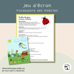 Jeu éducatif enfants insectes mémoire et phrases complètes