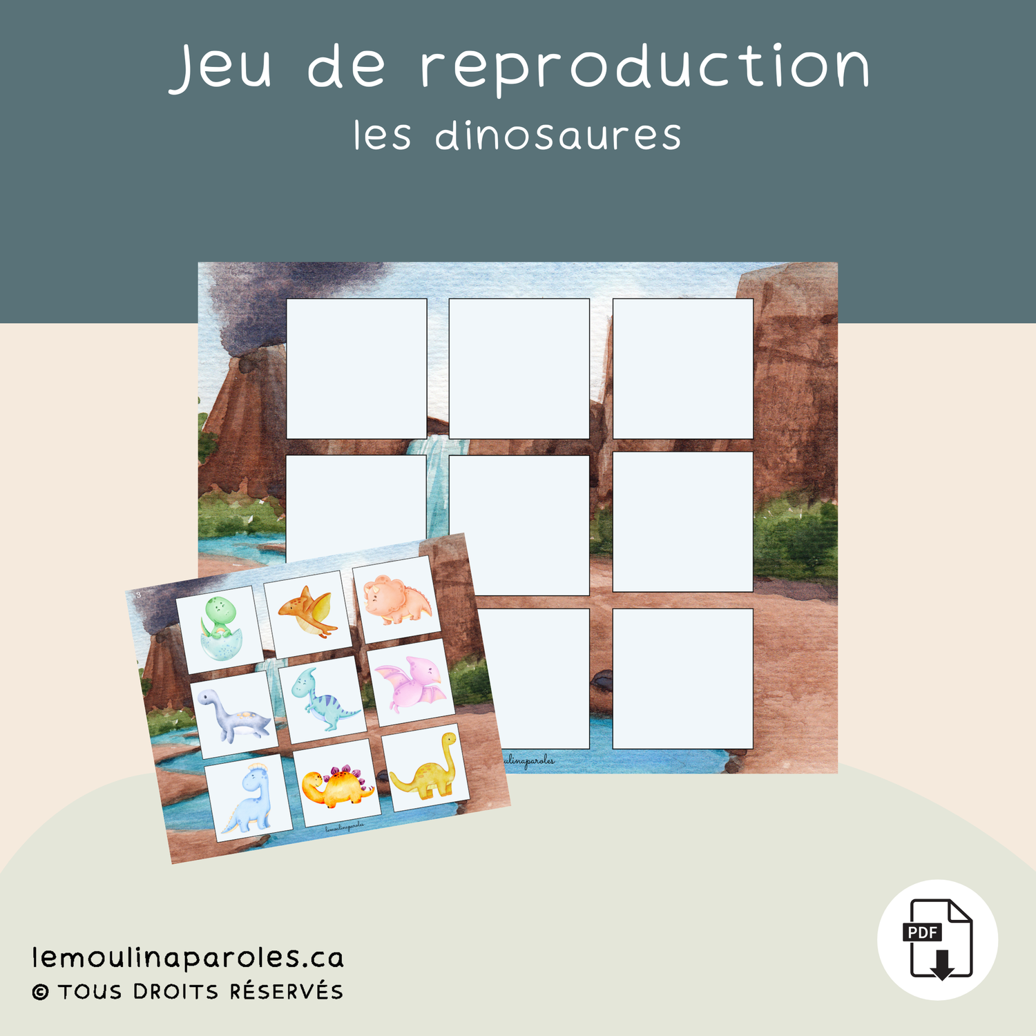 Les notions spatiales - dinosaure