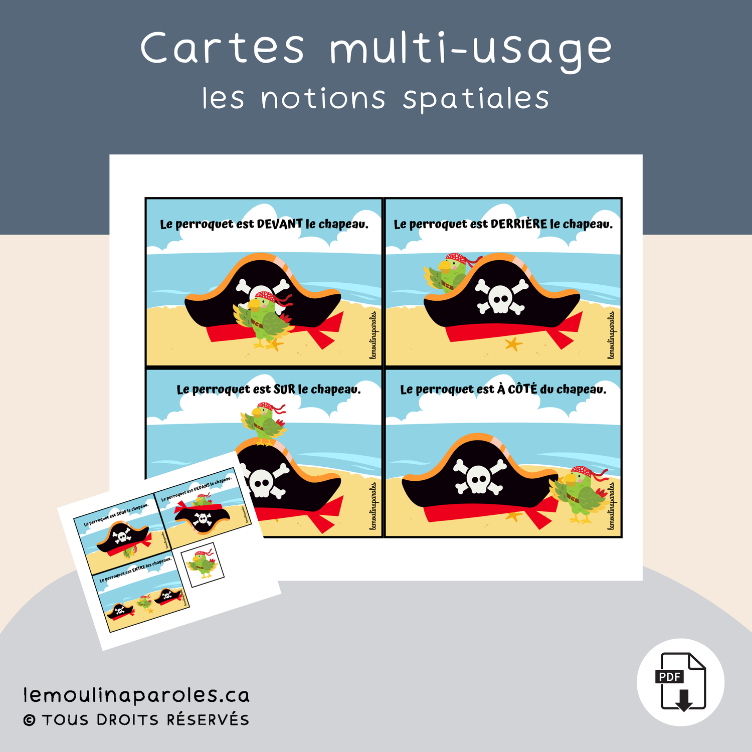 Cartes éducatives - les notions spatiales