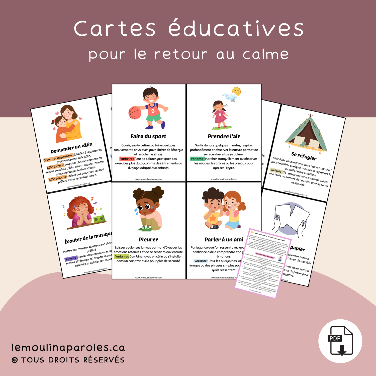 Cartes de retour au calme – Pause douceur pour enfants