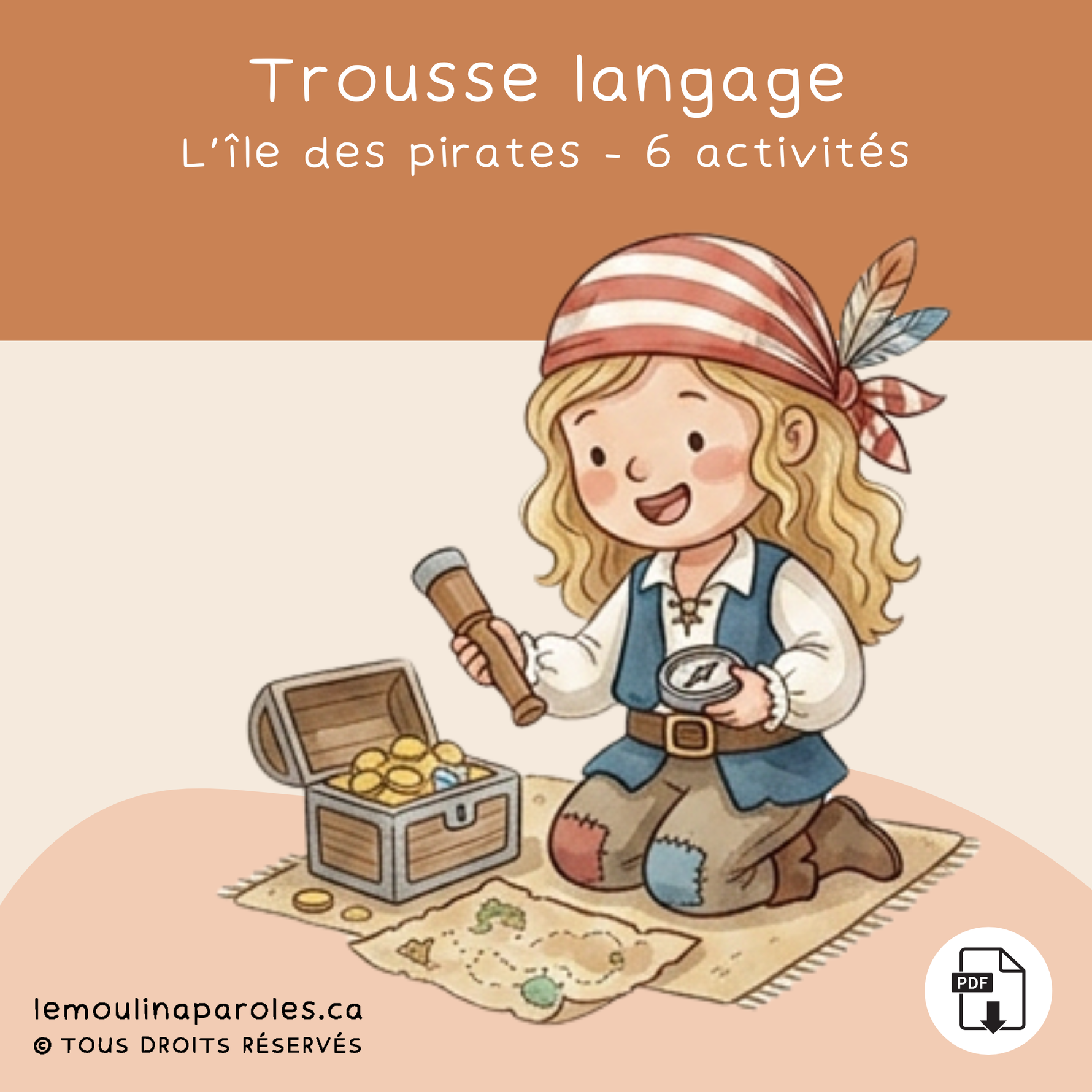 Trousse langage île des pirates pour enfants avec activités éducatives imprimables préscolaire