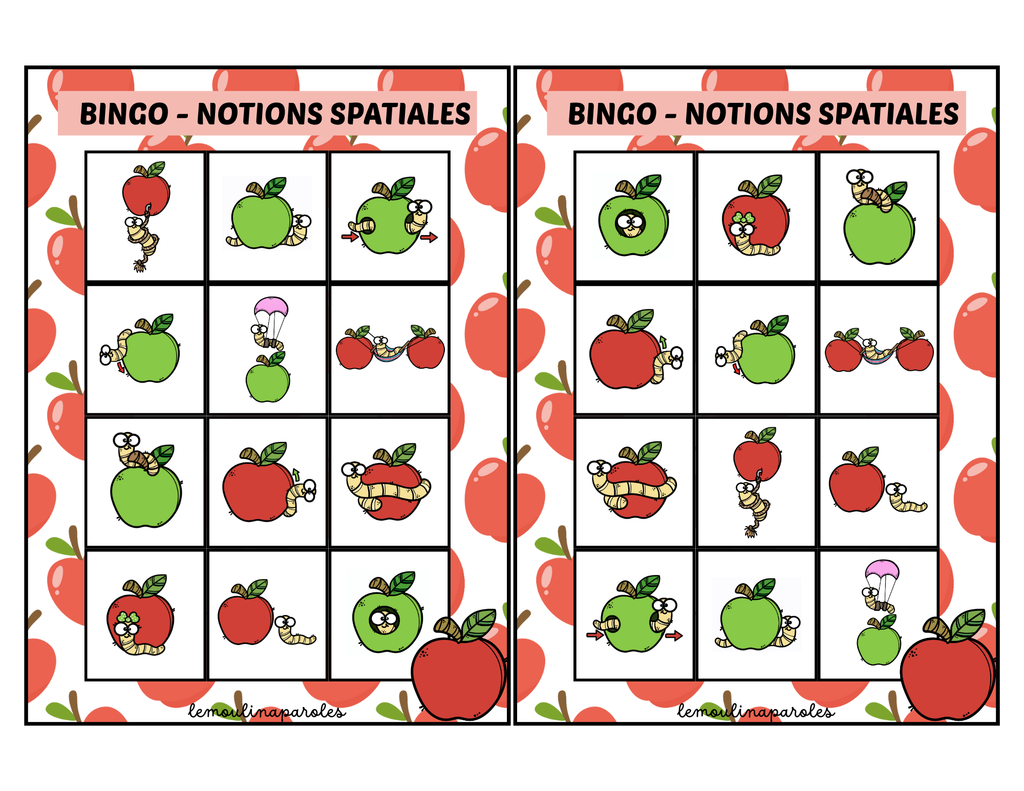 Bingo - les notions spatiales du ver | Le Moulin à Paroles