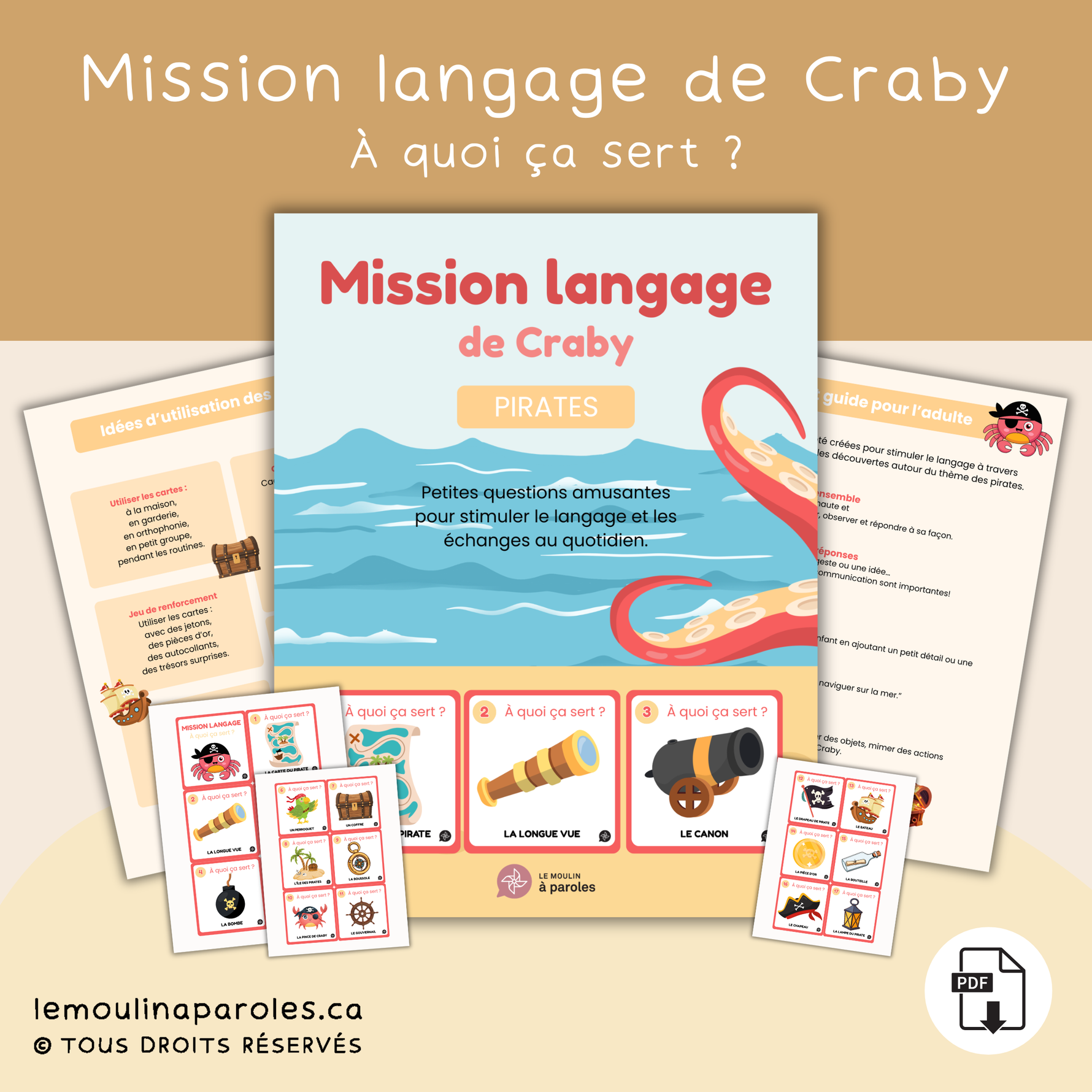 Trousse imprimée clé en main de stimulation du langage avec activités éducatives pour enfants – Le Moulin à Paroles