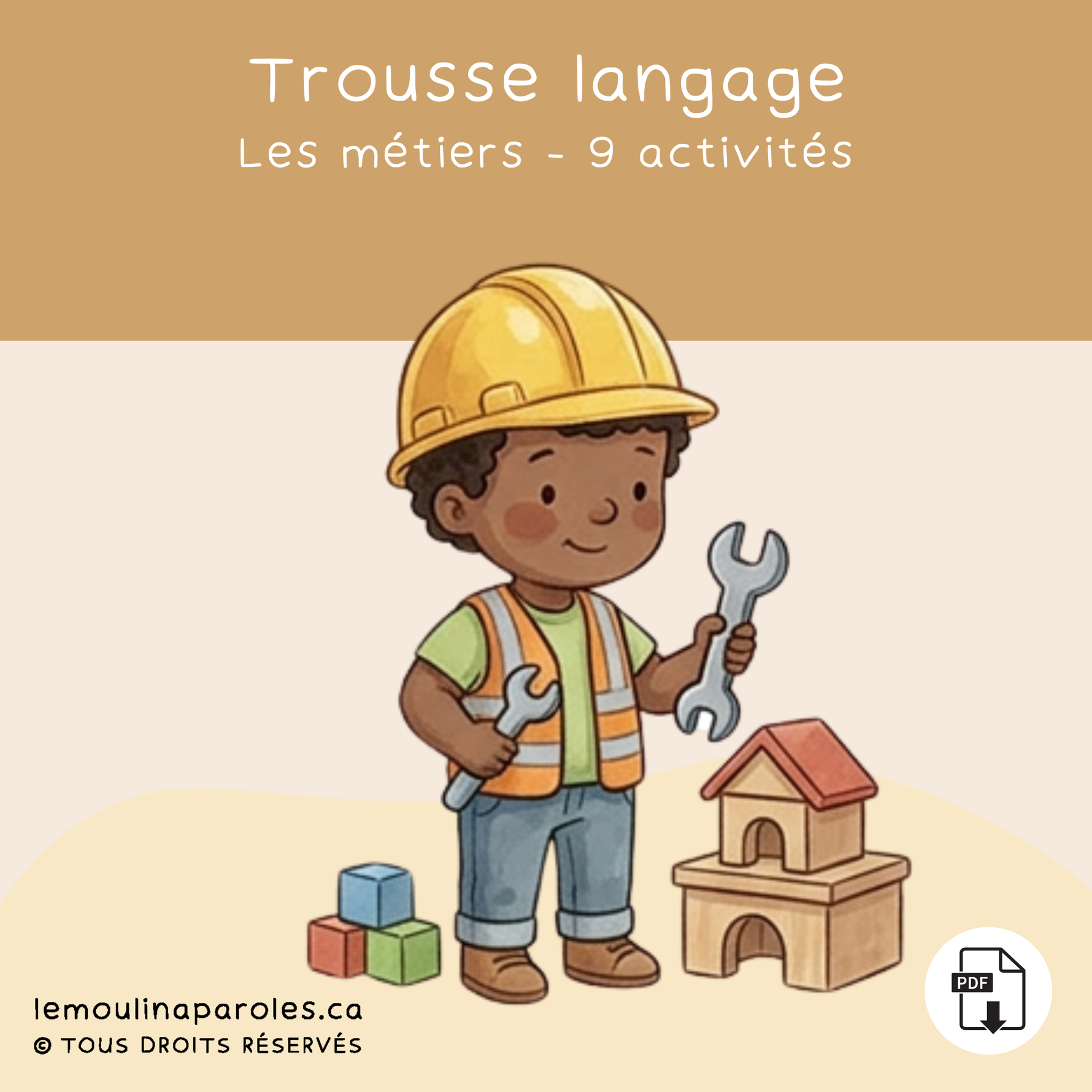 Trousse langage métiers pour enfants avec activités éducatives imprimables préscolaire
