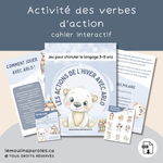 Jeu de mémoire Les actions de l’hiver avec Arlo le petit ours polaire – activité éducative hiver pour enfants