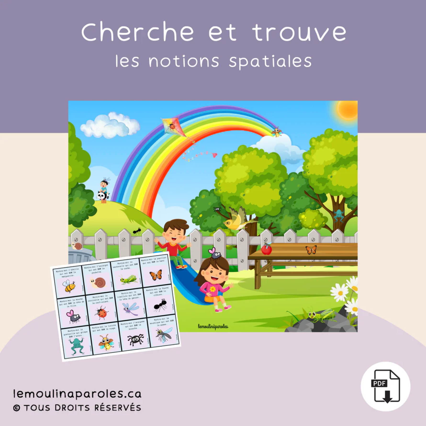 Jeu orthophonie insectes sons syllabes et vocabulaire