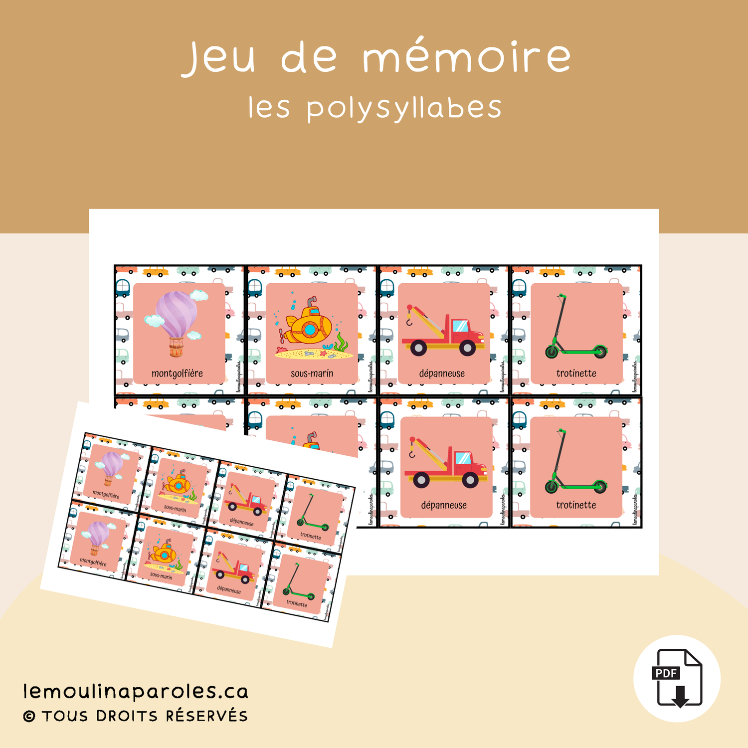 Mon petit jeu de mémoire - moyens de transport