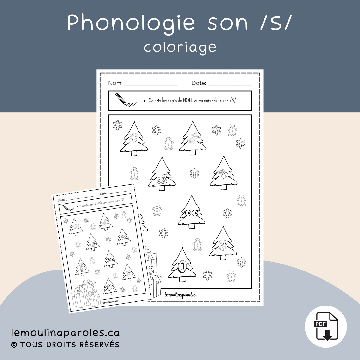 Colorie les sapins - phonème /S/