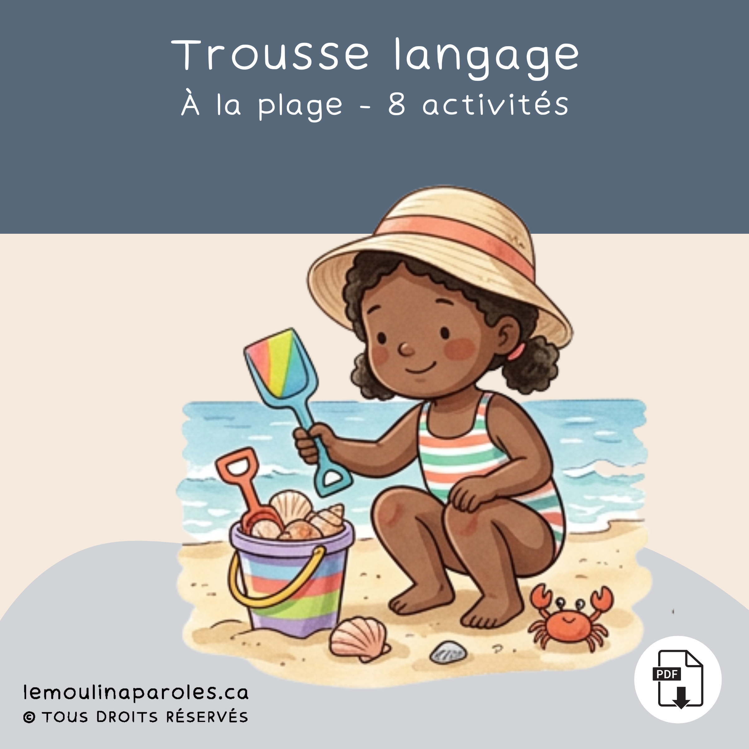 Trousse langage à la plage avec activités éducatives imprimables pour enfants