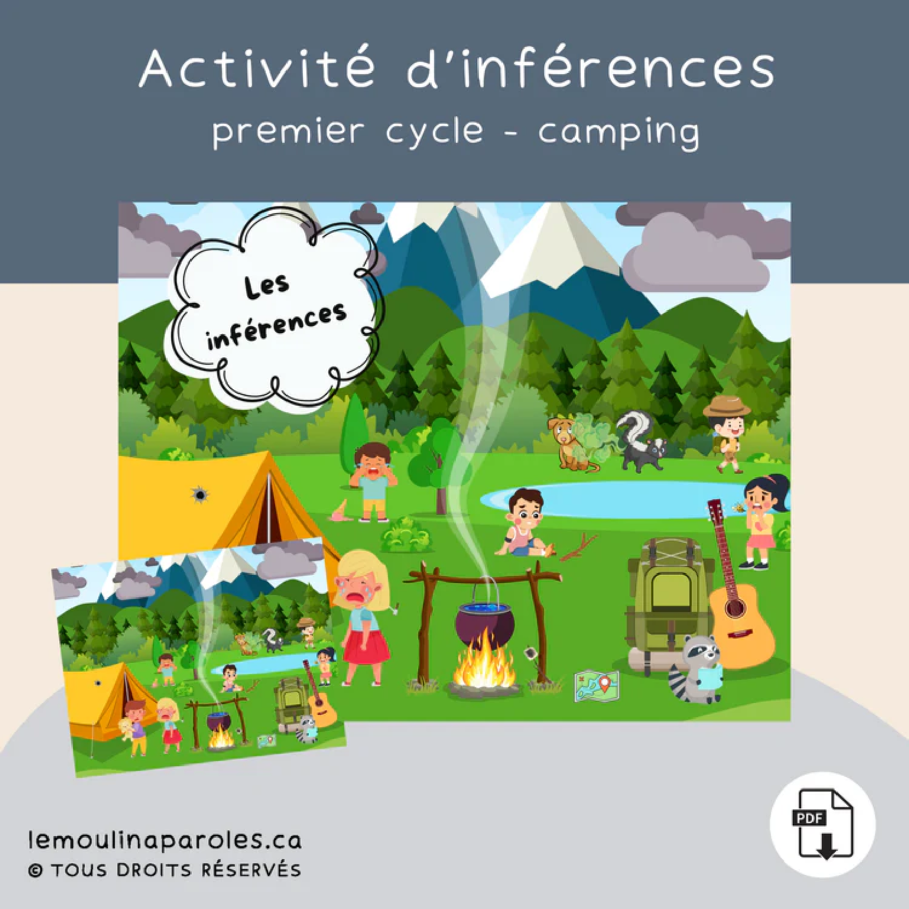 Jeux éducatifs vocabulaire camping enfant