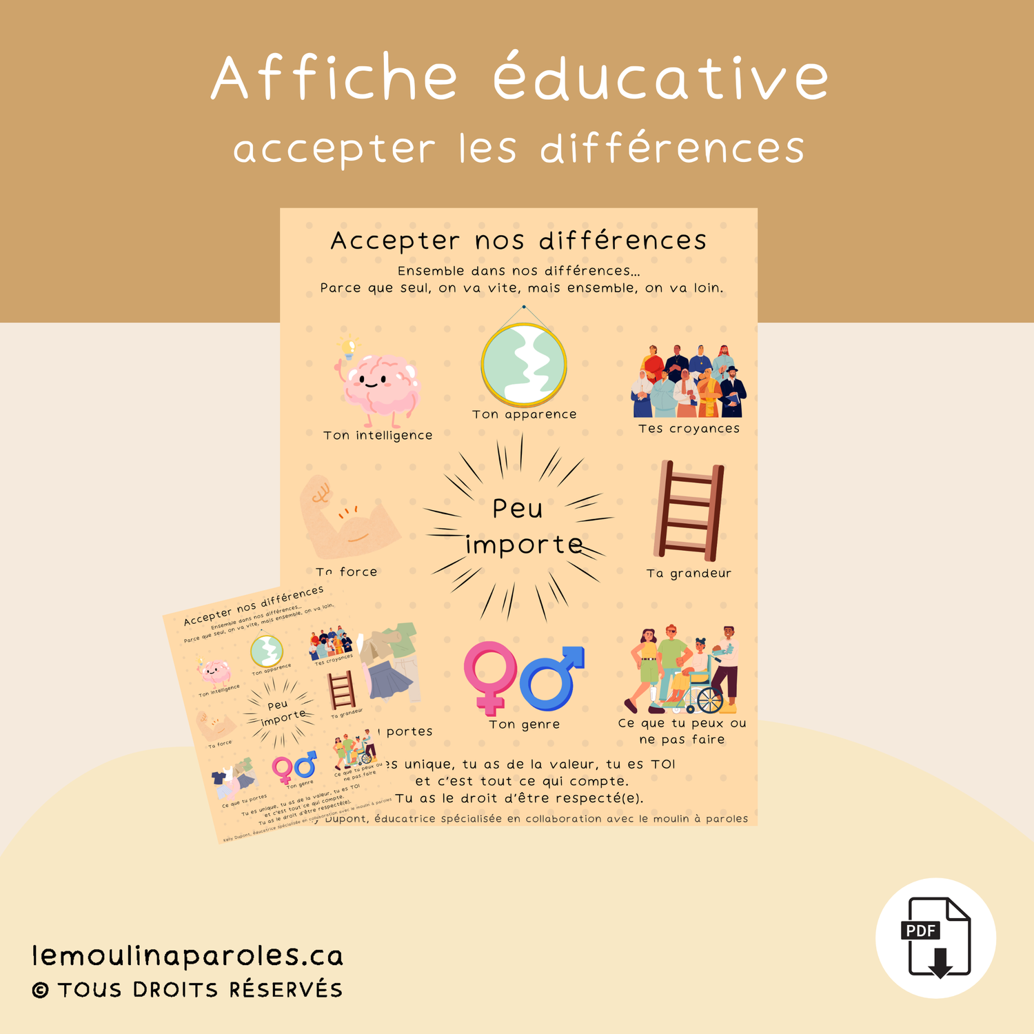 Affiche éducative – Accepter nos différences 🌈