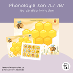 Jeu langage préscolaire thème abeilles activité imprimable