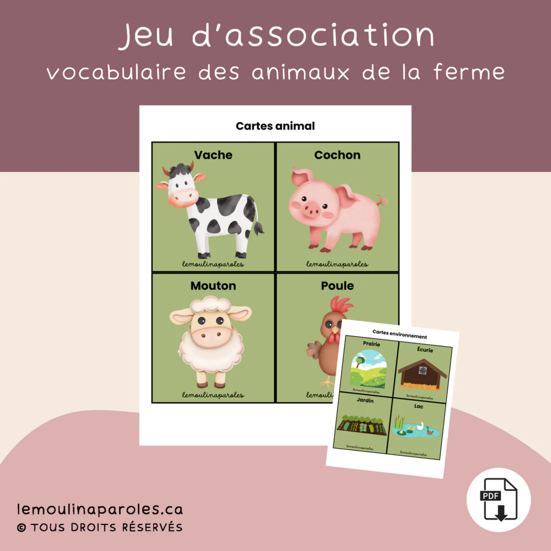Activité langage préscolaire thème ferme imprimable