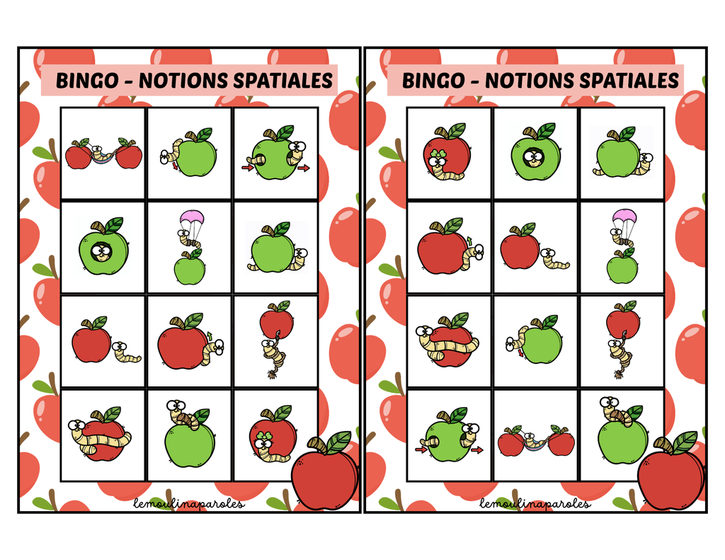 Bingo - les notions spatiales du ver | Le Moulin à Paroles