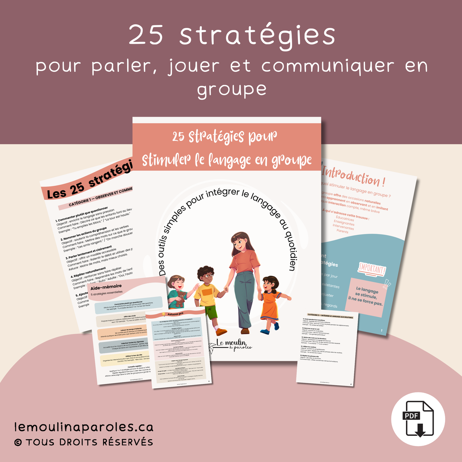 Kit PDF 25 stratégies pour stimuler le langage 🗣️ en groupe d’enfants 3-8 ans – Le Moulin à Paroles