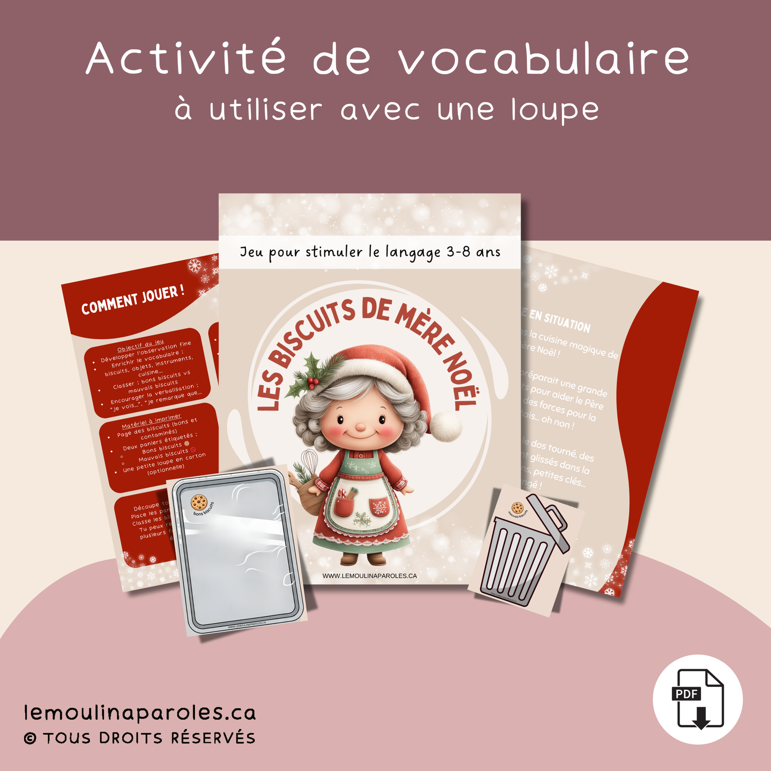 Jeu éducatif : Les Biscuits Mystères de Mère Noël – Observation & Langage (3-6 ans)