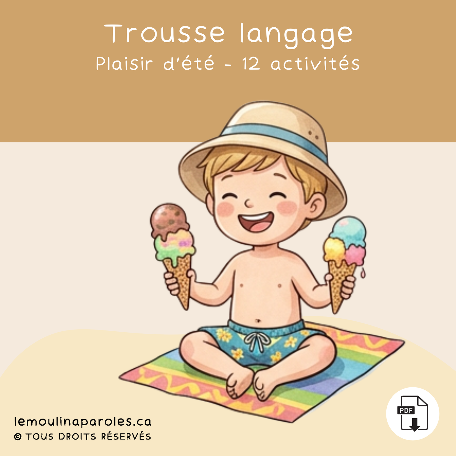 Activités imprimables de stimulation du langage sur le thème de l’été pour enfants de 3 à 8 ans.