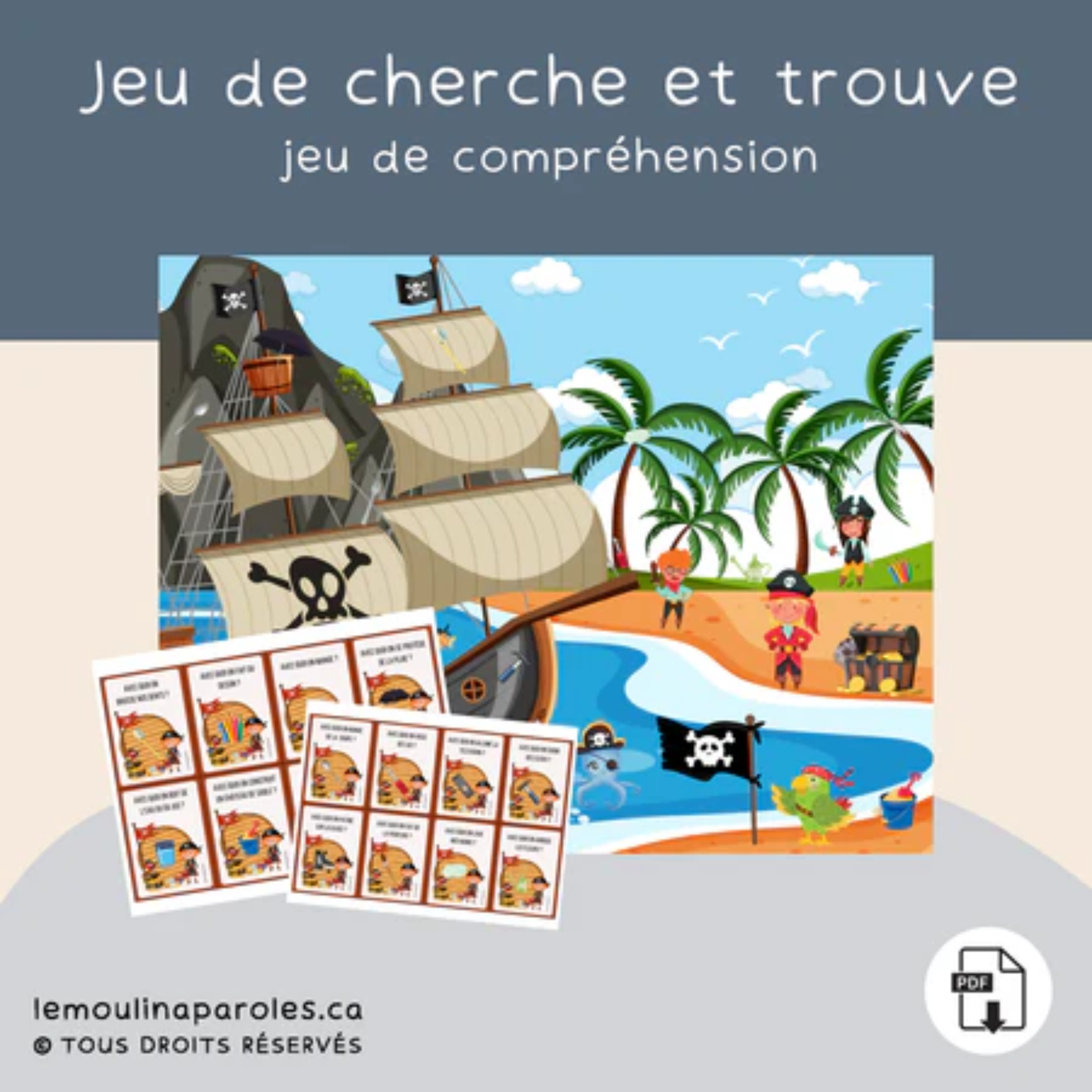 Trousse langage île des pirates pour enfants avec activités éducatives imprimables préscolaire