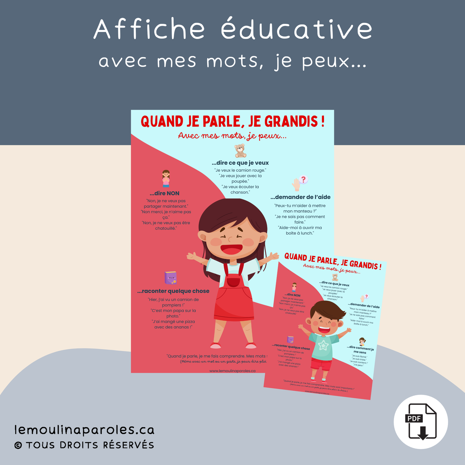 Affiche à imprimer – Quand je parle, je grandis