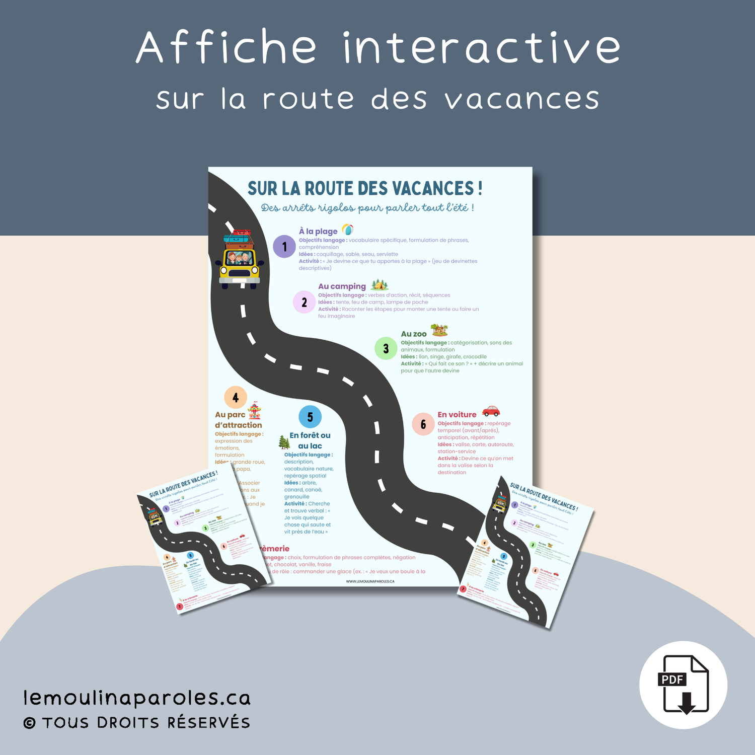 Sur la route des vacances – Affiche éducative