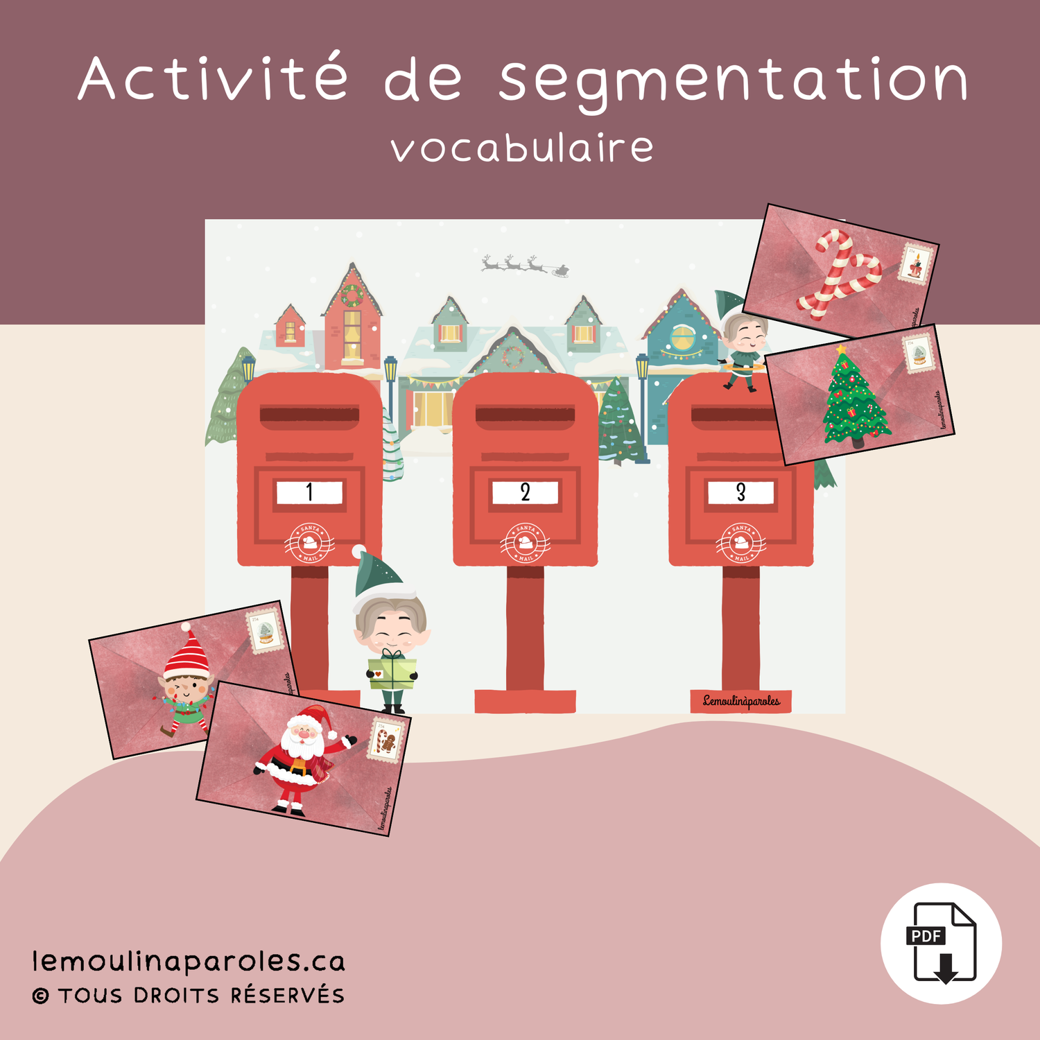 Jeu éducatif Noël – Livraison de lettres par syllabes