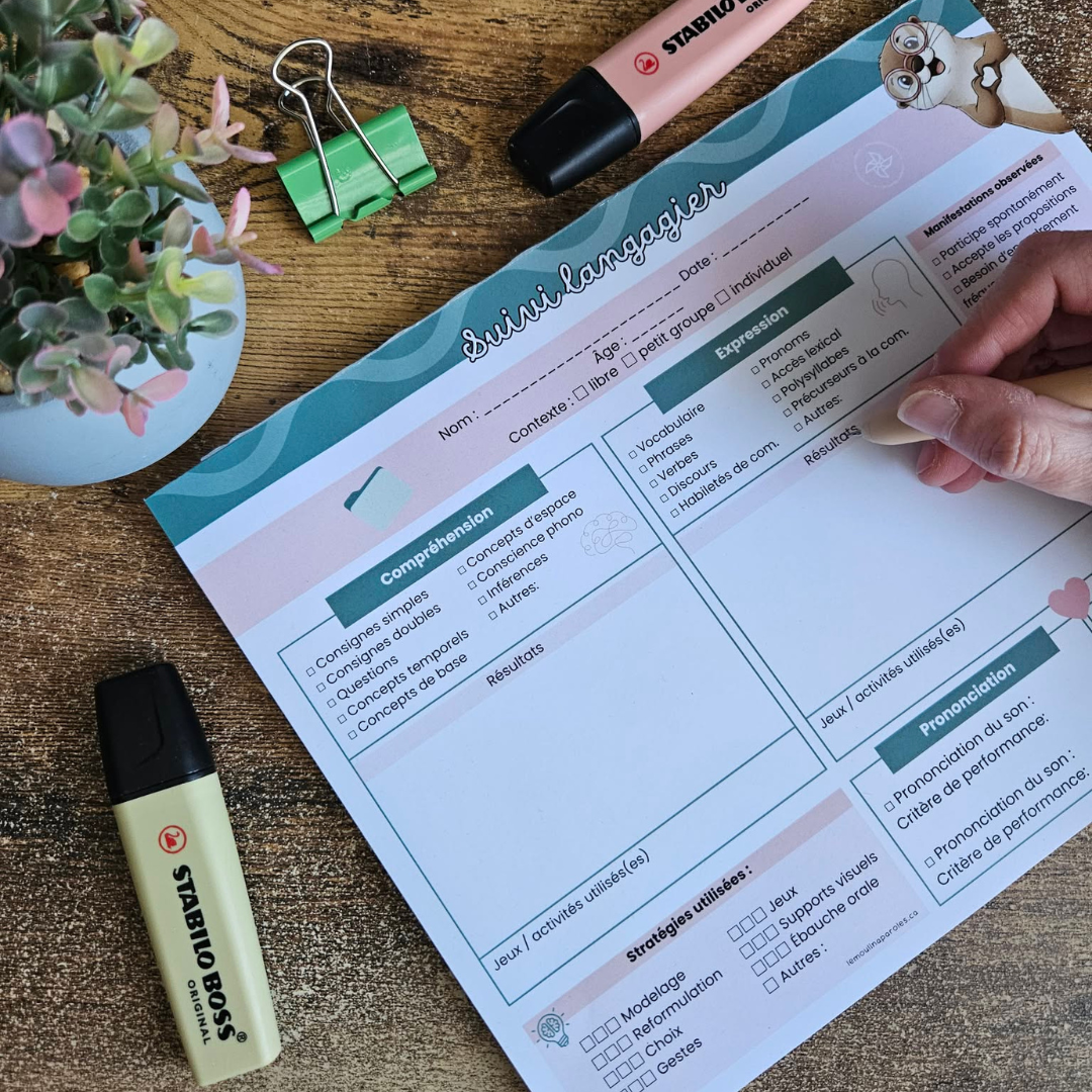 Bloc-notes suivi du langage enfant 50 pages outil professionnel éducatrice orthophoniste
