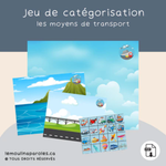 Jeu de catégorisation moyens de transport air terre mer activité langage enfant