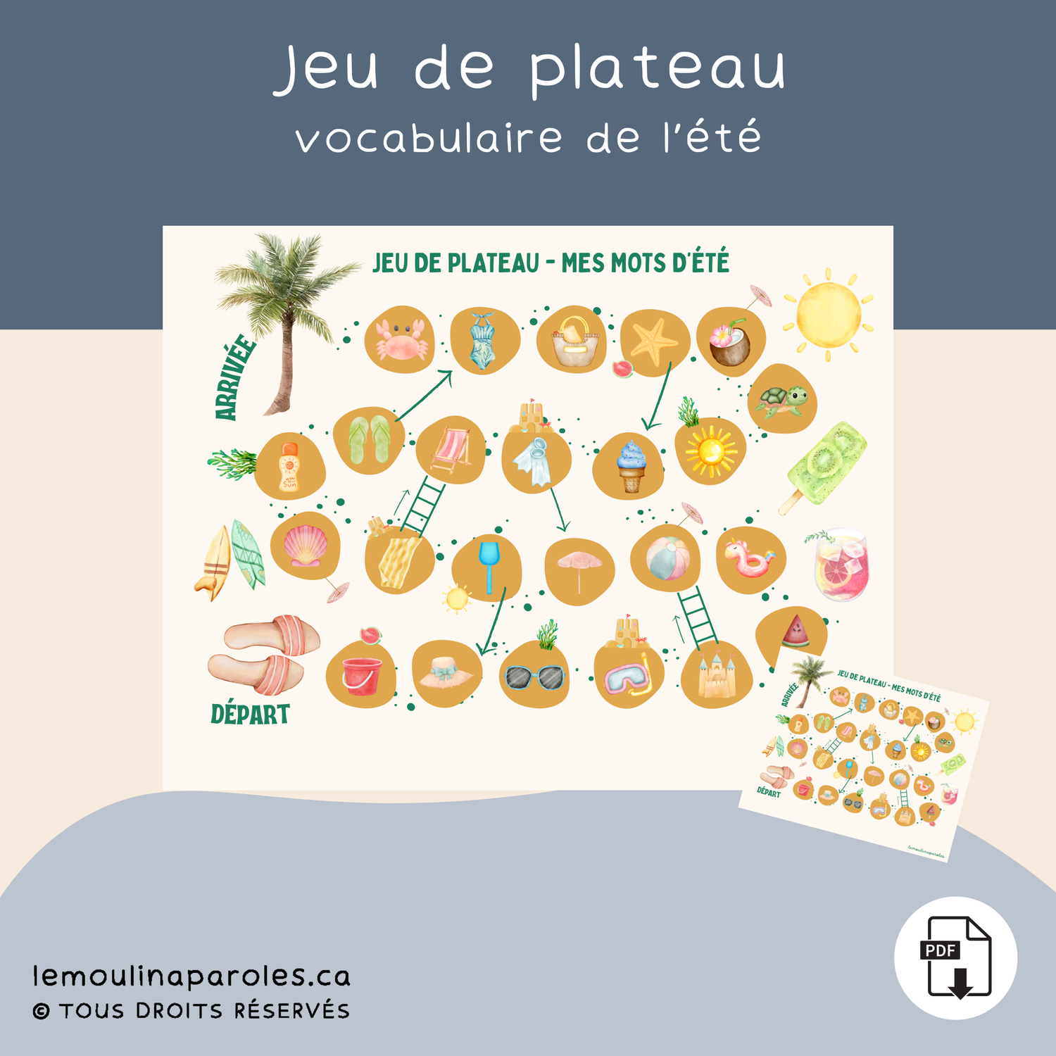 Jeu de plateau - mes mots d'été