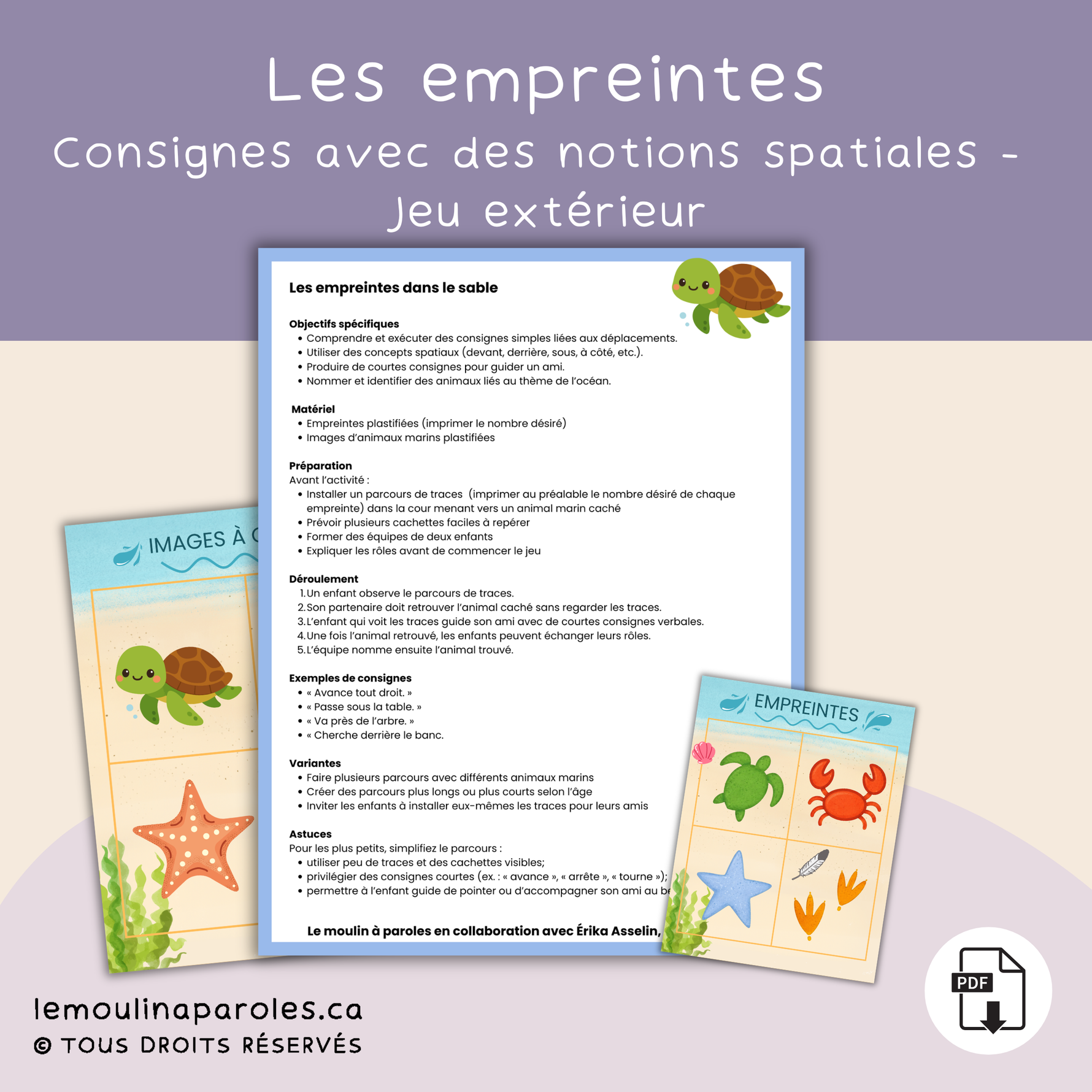 Trousse langage sous l’océan avec activités extérieures pour stimuler le langage chez les enfants préscolaires – Le Moulin à Paroles