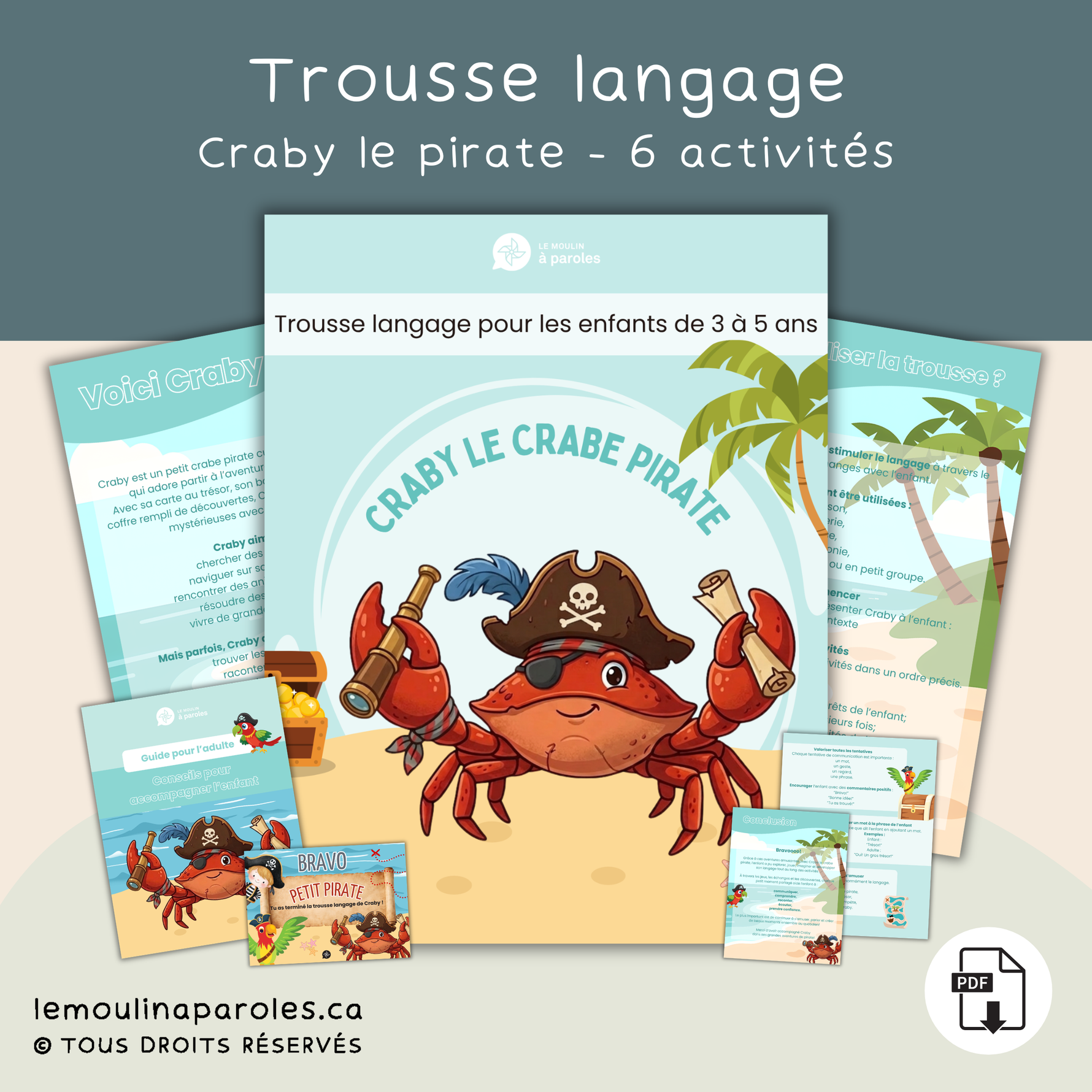 Trousse imprimée clé en main de stimulation du langage avec activités éducatives pour enfants – Le Moulin à Paroles