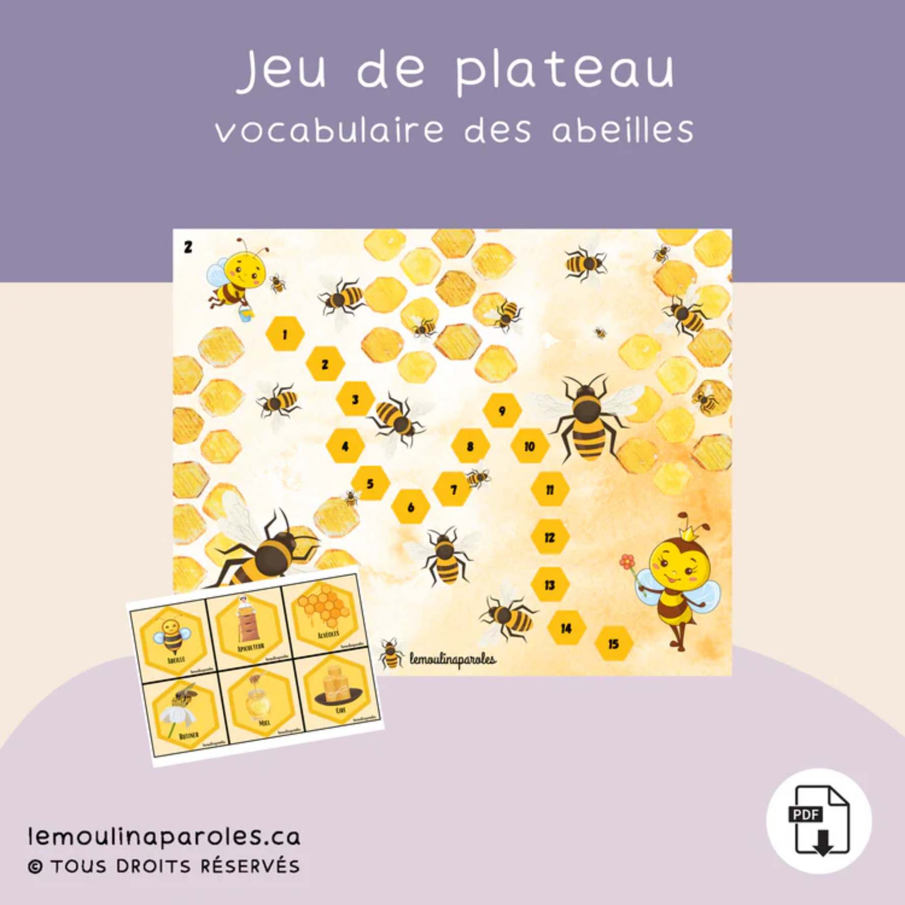 Jeu éducatif sons B L enfants matériel orthophonie abeilles