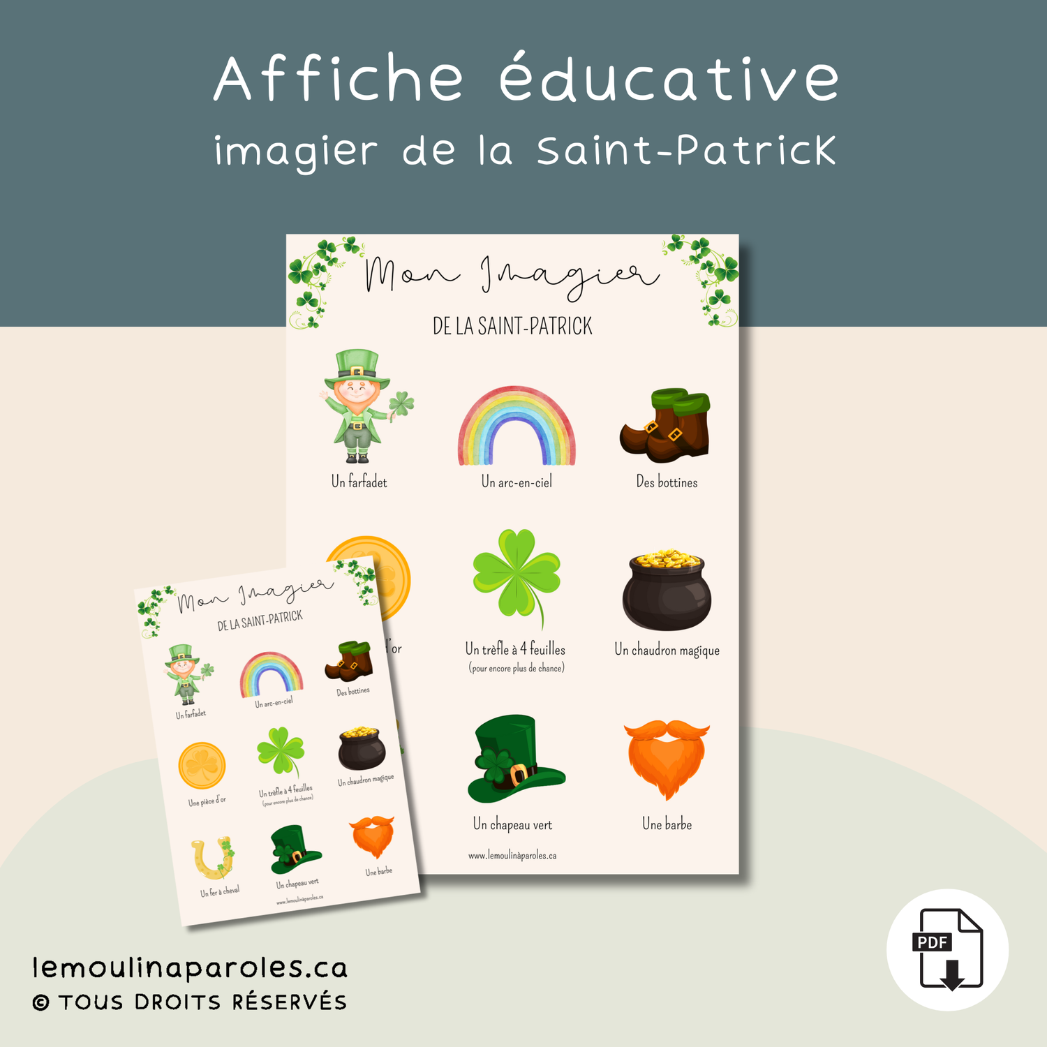 Affiche éducative - imagier de la Saint-Patrick