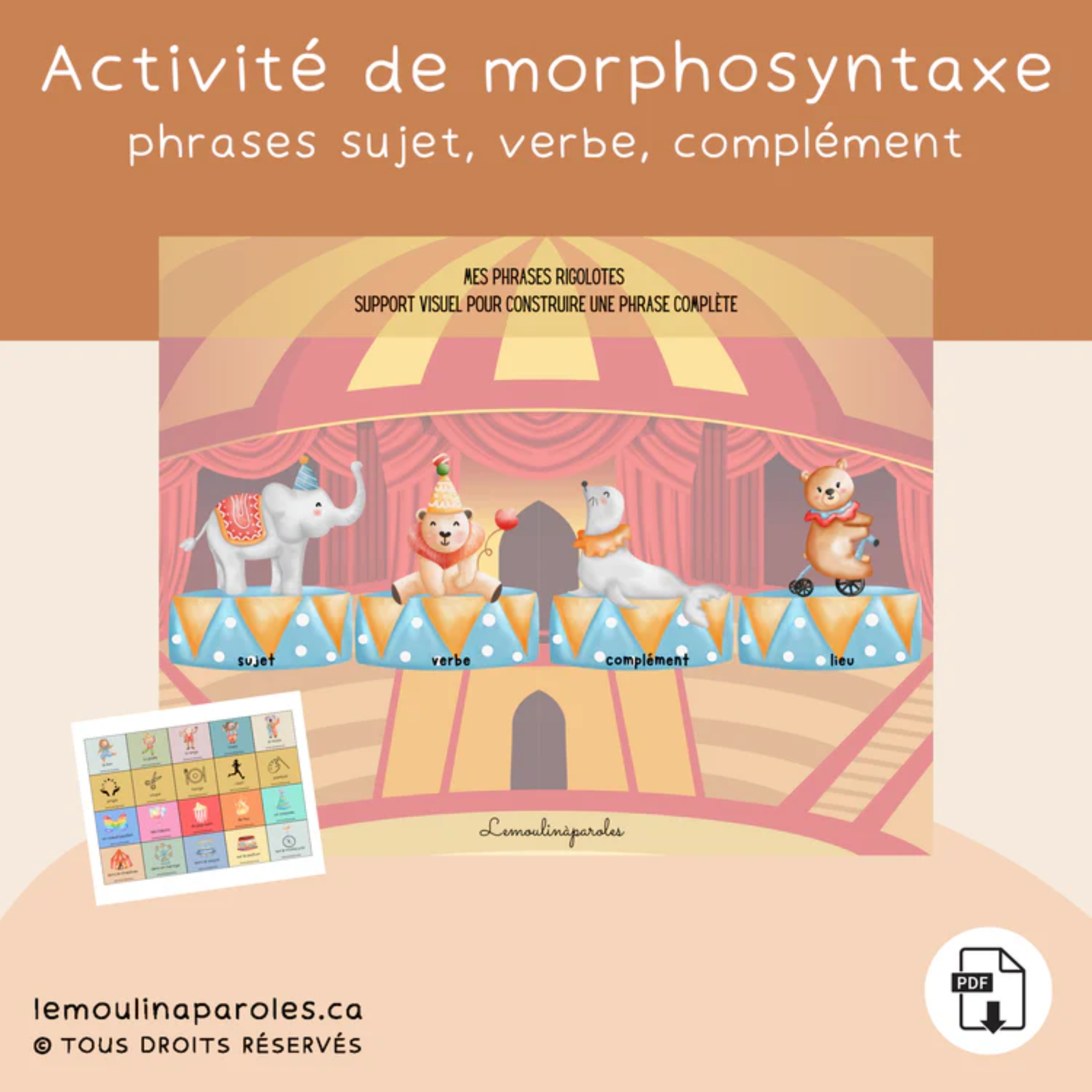 Trousse langage cirque jeux éducatifs enfant PDF
