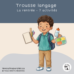 Trousse langage rentrée scolaire avec activités éducatives imprimables pour enfants