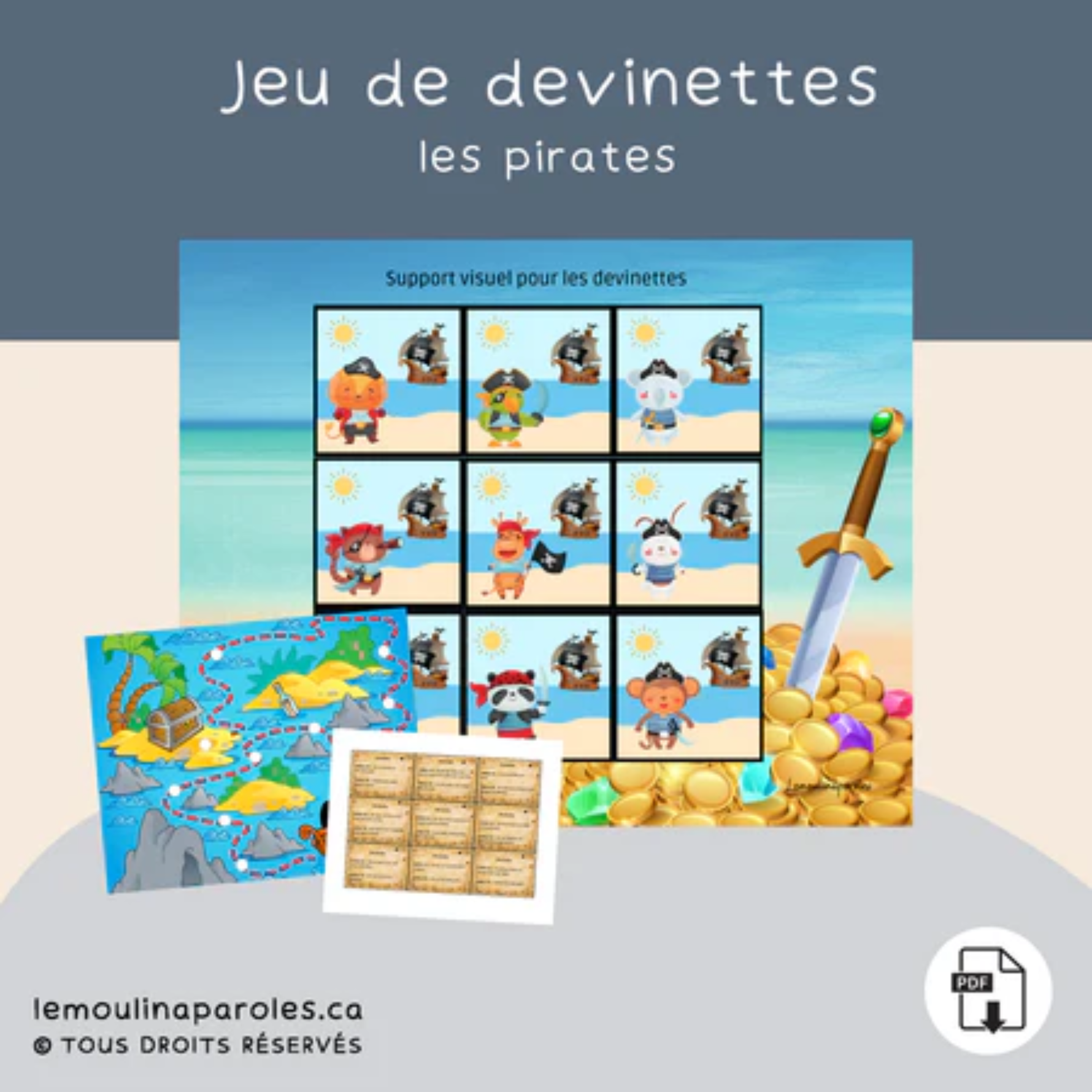 Trousse langage île des pirates pour enfants avec activités éducatives imprimables préscolaire