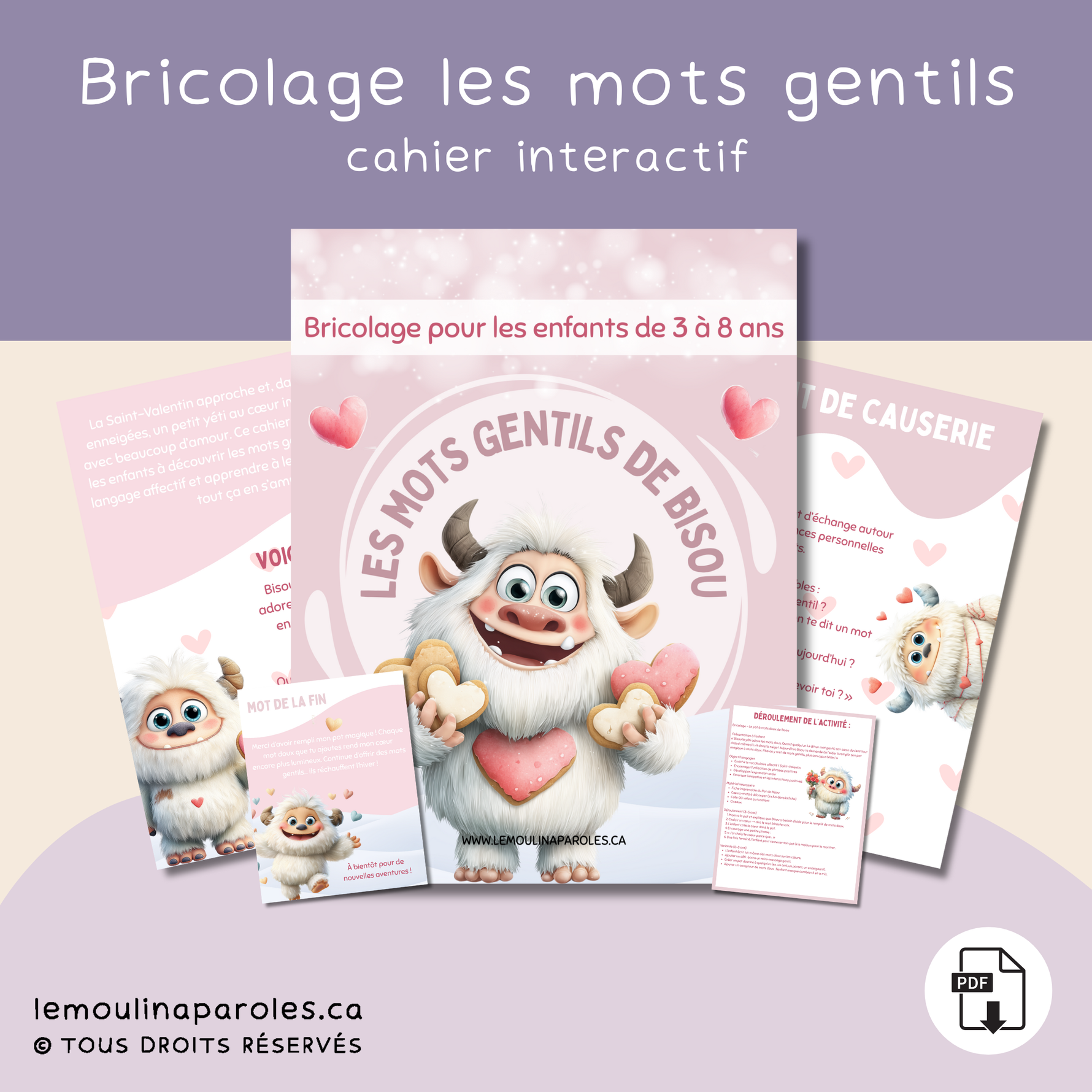 Bricolage Saint-Valentin – écrire des mots gentils avec Bisous le Yeti ✏️💌