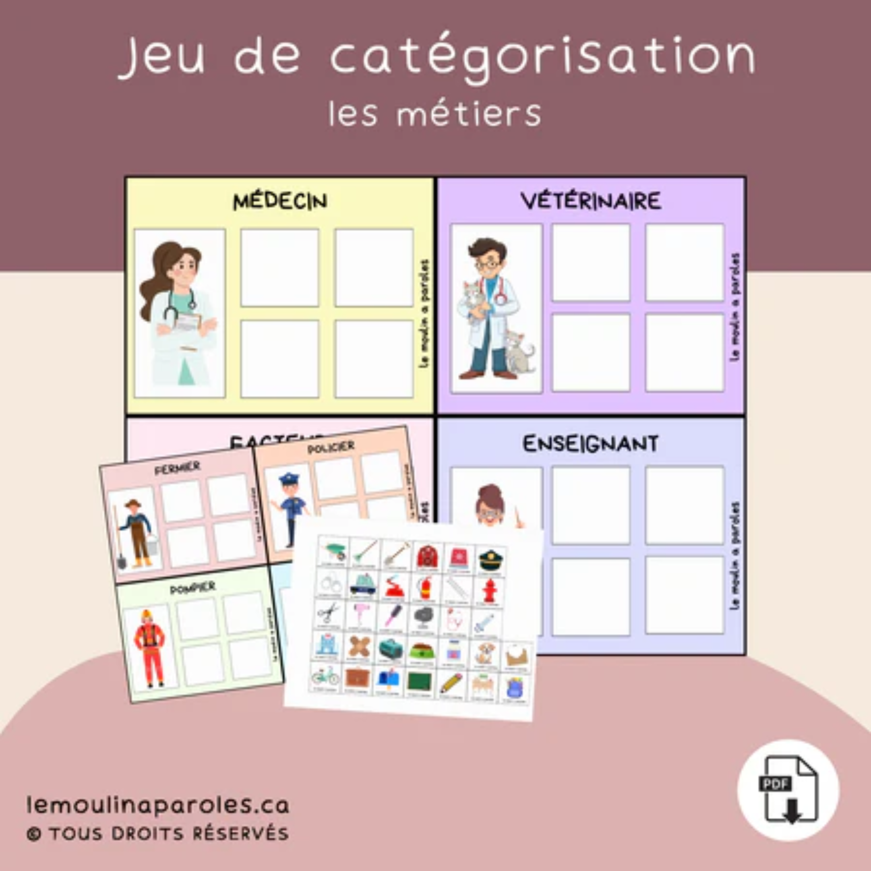 Trousse langage métiers pour enfants avec activités éducatives imprimables préscolaire