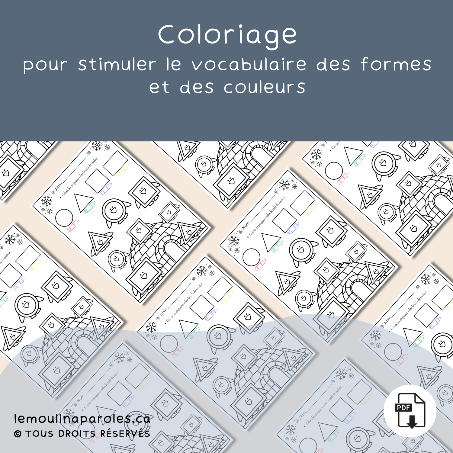 Coloriage éducatif pour apprendre les formes et les couleurs enfant 3 à 5 ans