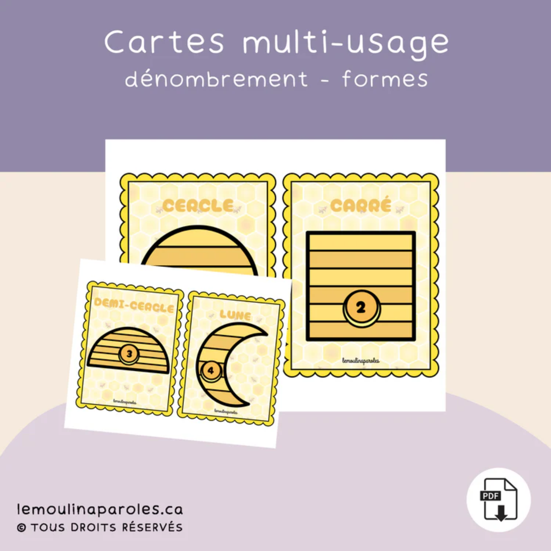 Activité langage enfants 3 à 5 ans abeilles dénombrement formes