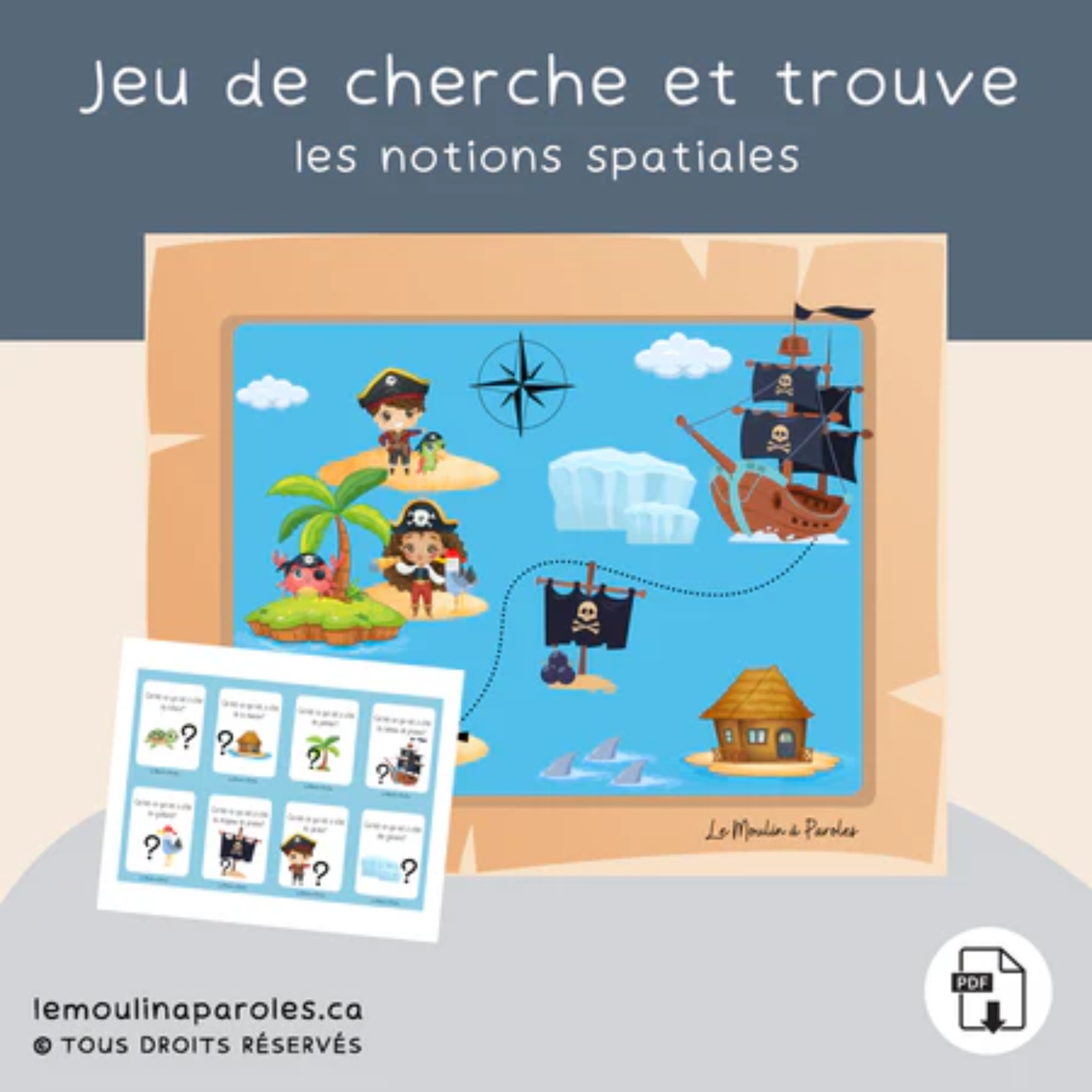 Trousse langage île des pirates pour enfants avec activités éducatives imprimables préscolaire